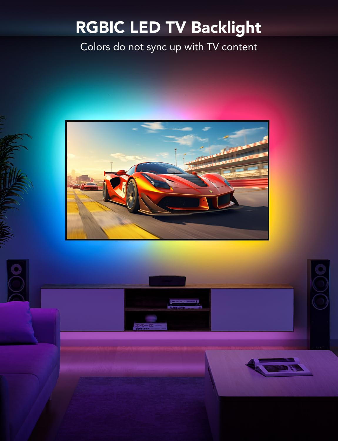Govee RGBIC Smart LED Backlight Strip for 40-50 inch TVs, Music Sync, Wi-Fi & Bluetooth, Multicolor, H6167