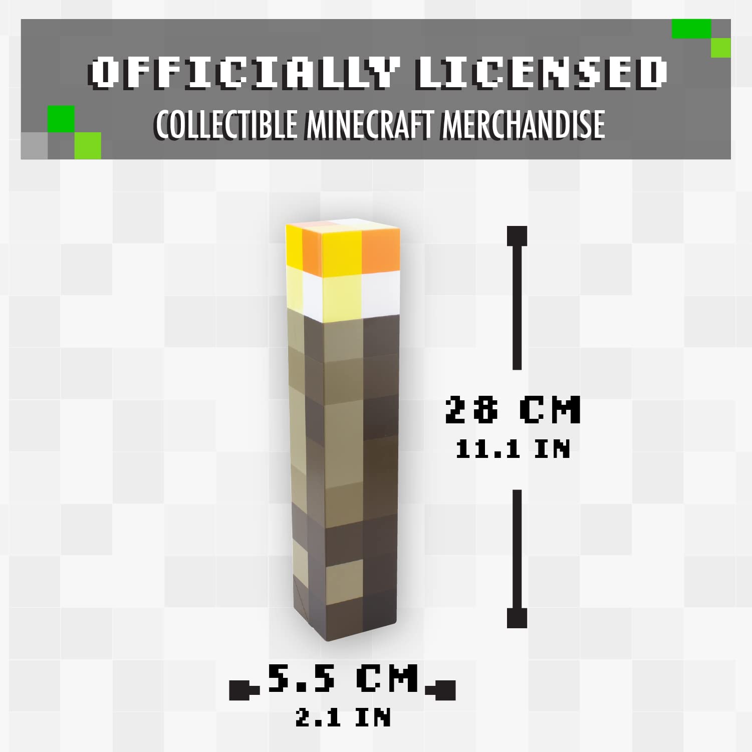 Paladone Minecraft Torch Lamp, Wall Mountable or Freestanding, Battery-Powered, Medium Size, Multicolor, Model PP9202MCF