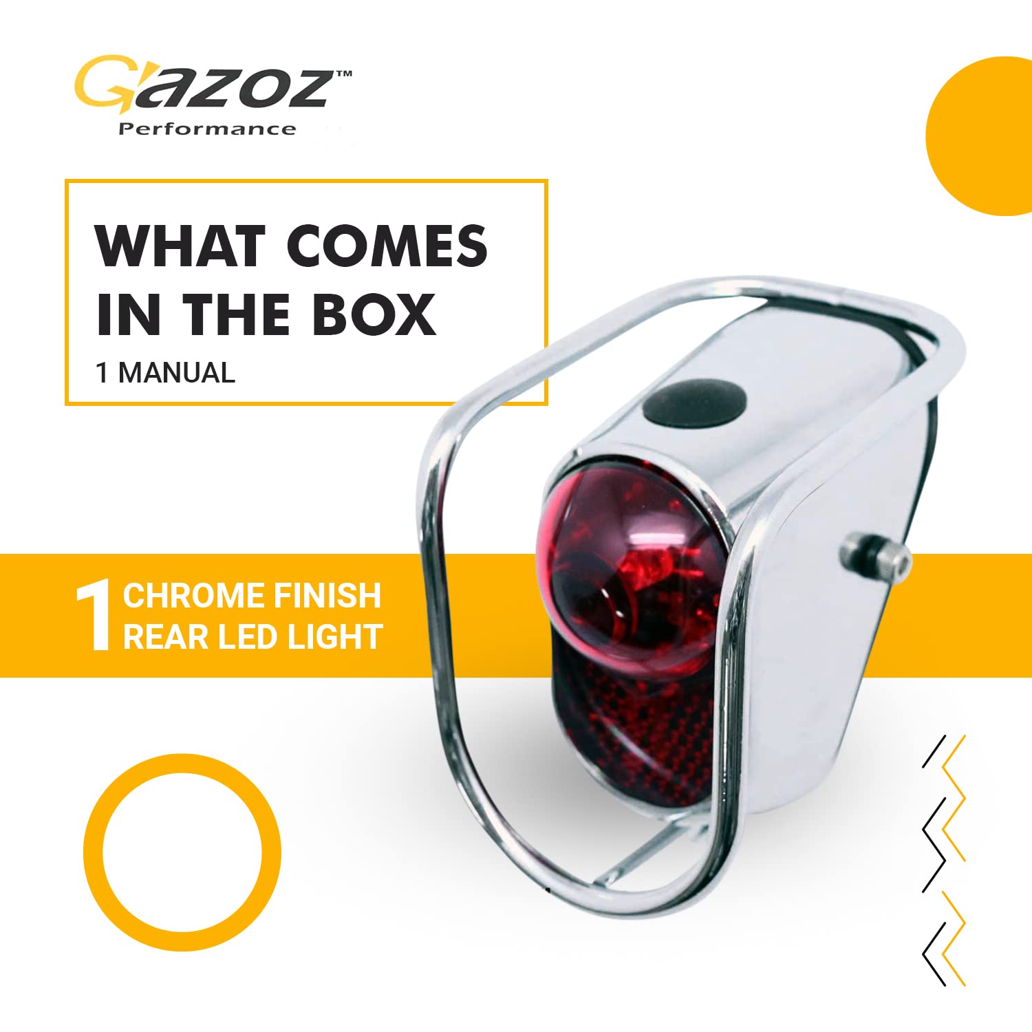 Gazoz Performance Bike Led Tail Light, Vintage Rear Light With Chrome Look - Classic Tour Bicycle Accessories (Lm-002)