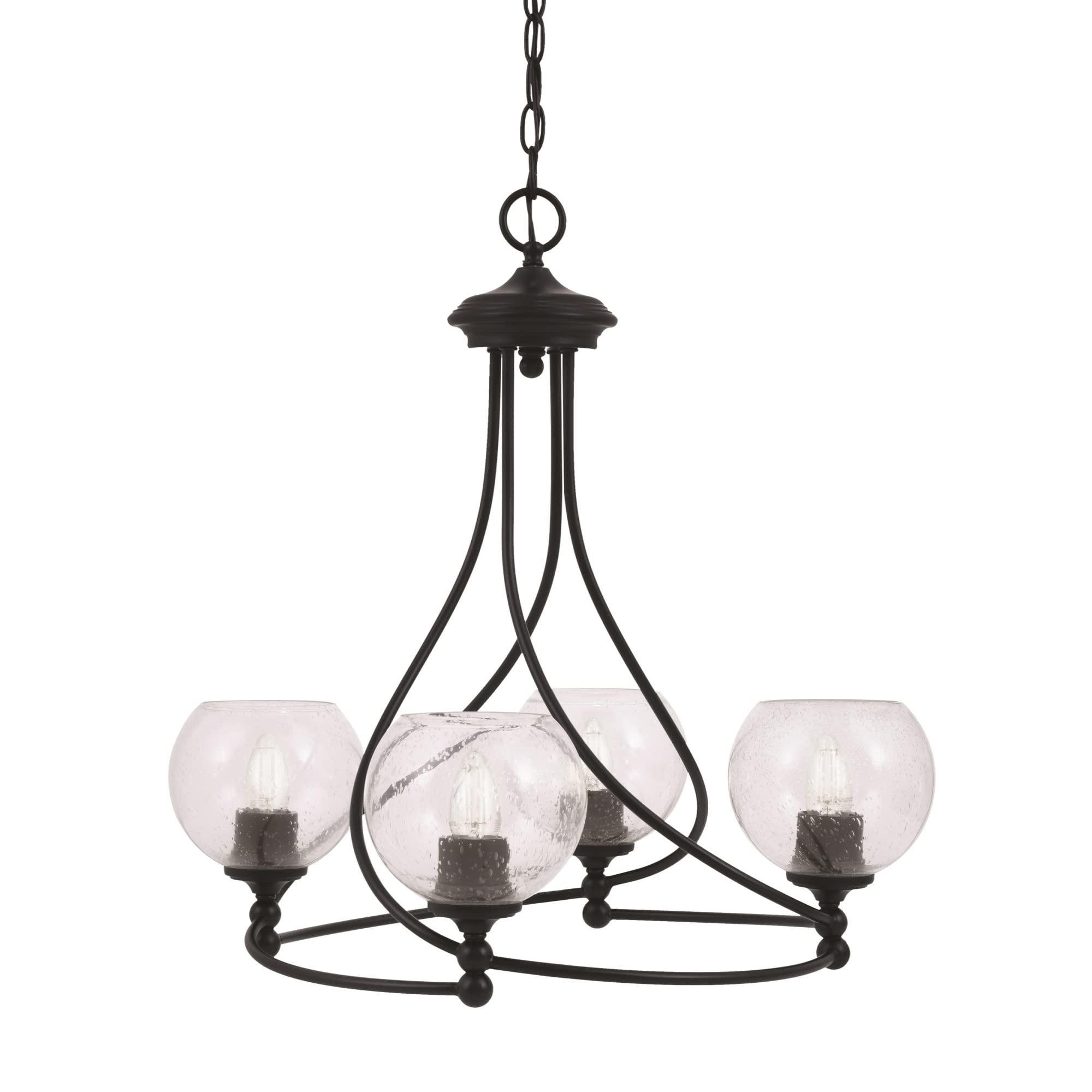 Toltec Lighting 904-MB-4100 Capri - 4 Light Uplight Chandelier-22.75 Inches Tall and 23.25 Inches Wide, Finish Color: Matte Black, Glass Color: Clear Bubble