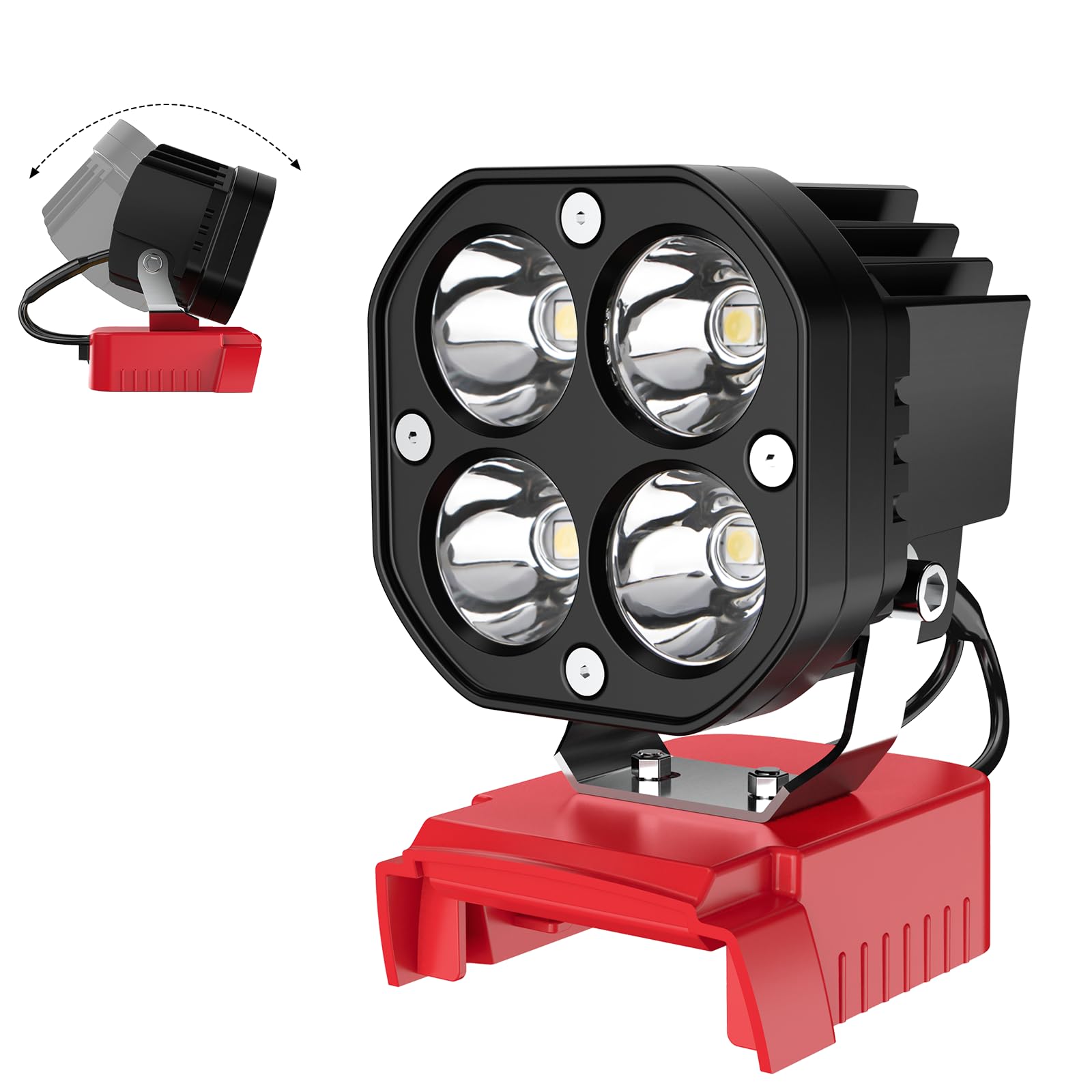 Azocek LED Work Light Compatible with Milwaukee 18V Battery, 40W 6000LM Flashlight, 18V Battery Cordless Work Light 120Adjustabl