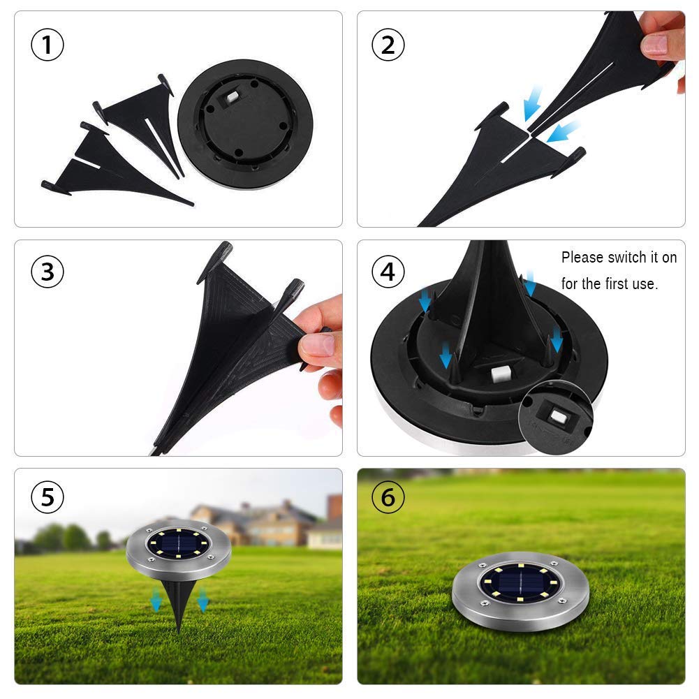 Zgwj Solar Ground Lights,12 Pack Waterproof Solar Garden Lights, Upgraded Outdoor Garden Waterproof Bright In-Ground Lights, Lan