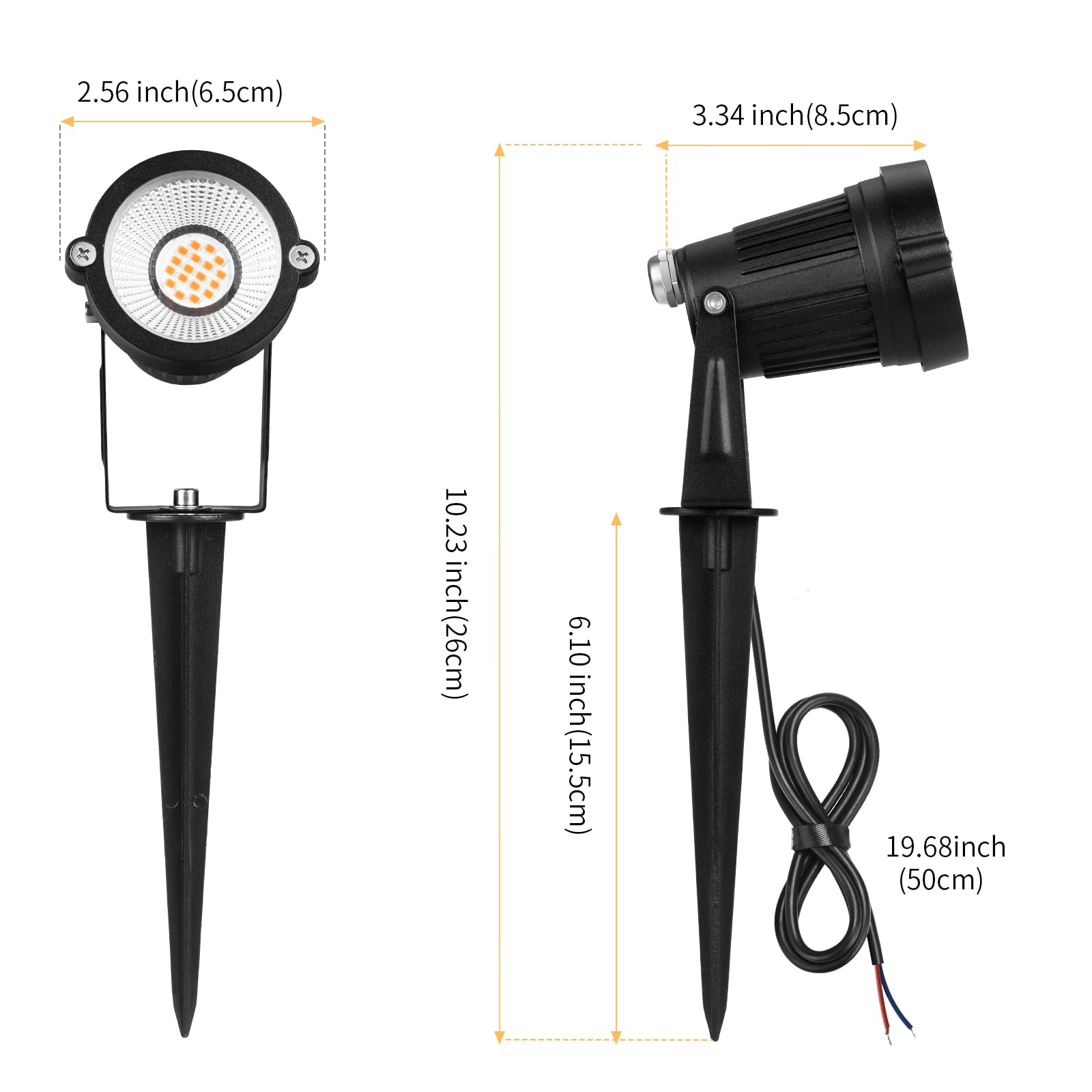 REEGOLD 7W LED Landscape Spotlights - 700LM Warm White - IP65 Waterproof - 6 Pack, Aluminum, 12V/24V for Garden/Yard Pathway