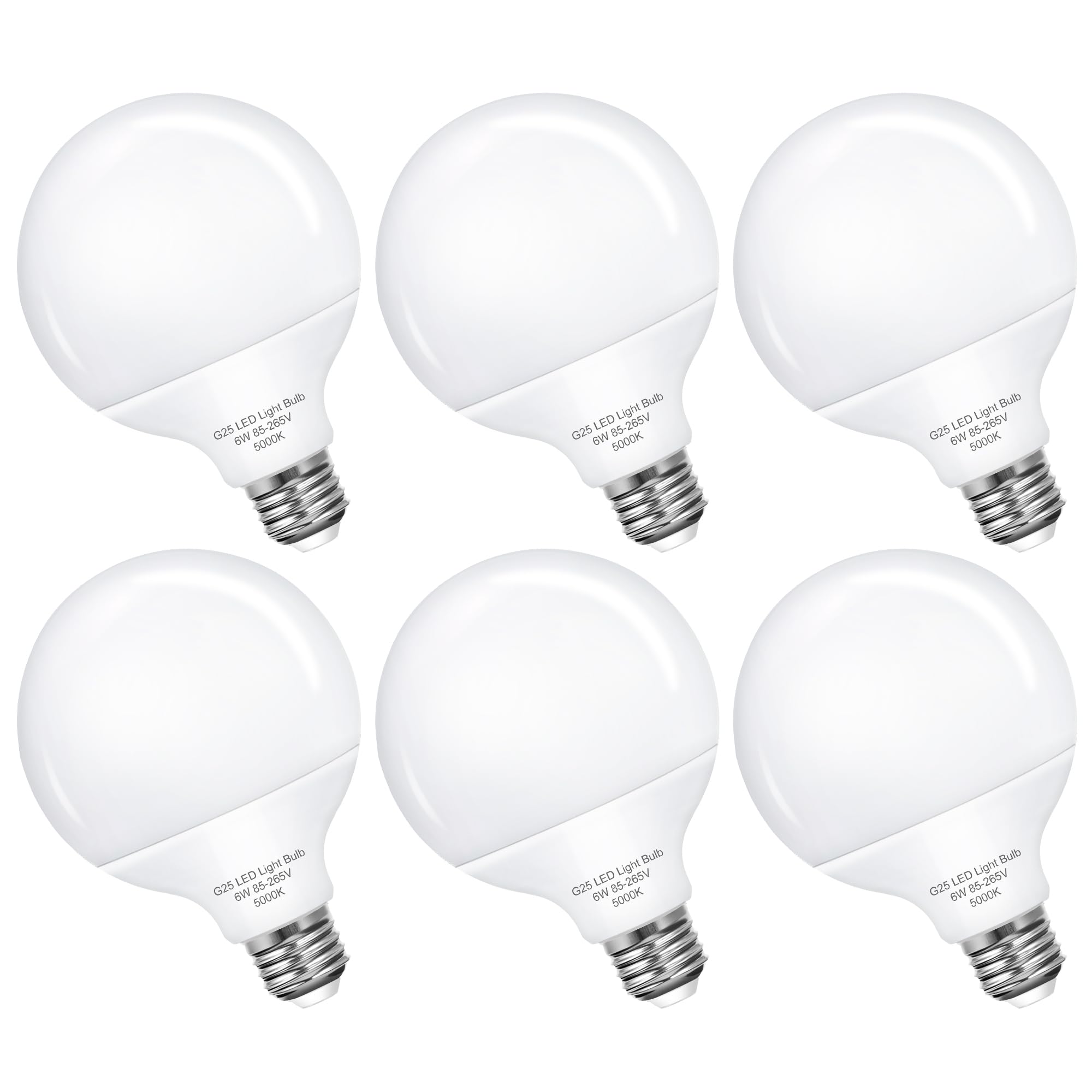 Evastary G25 Led Globe Bulbs, Vanity Light Bulb For Bathroom Vanity Mirror, 60W Led Light Bulbs Equivalent, Bright 5000K Dayligh