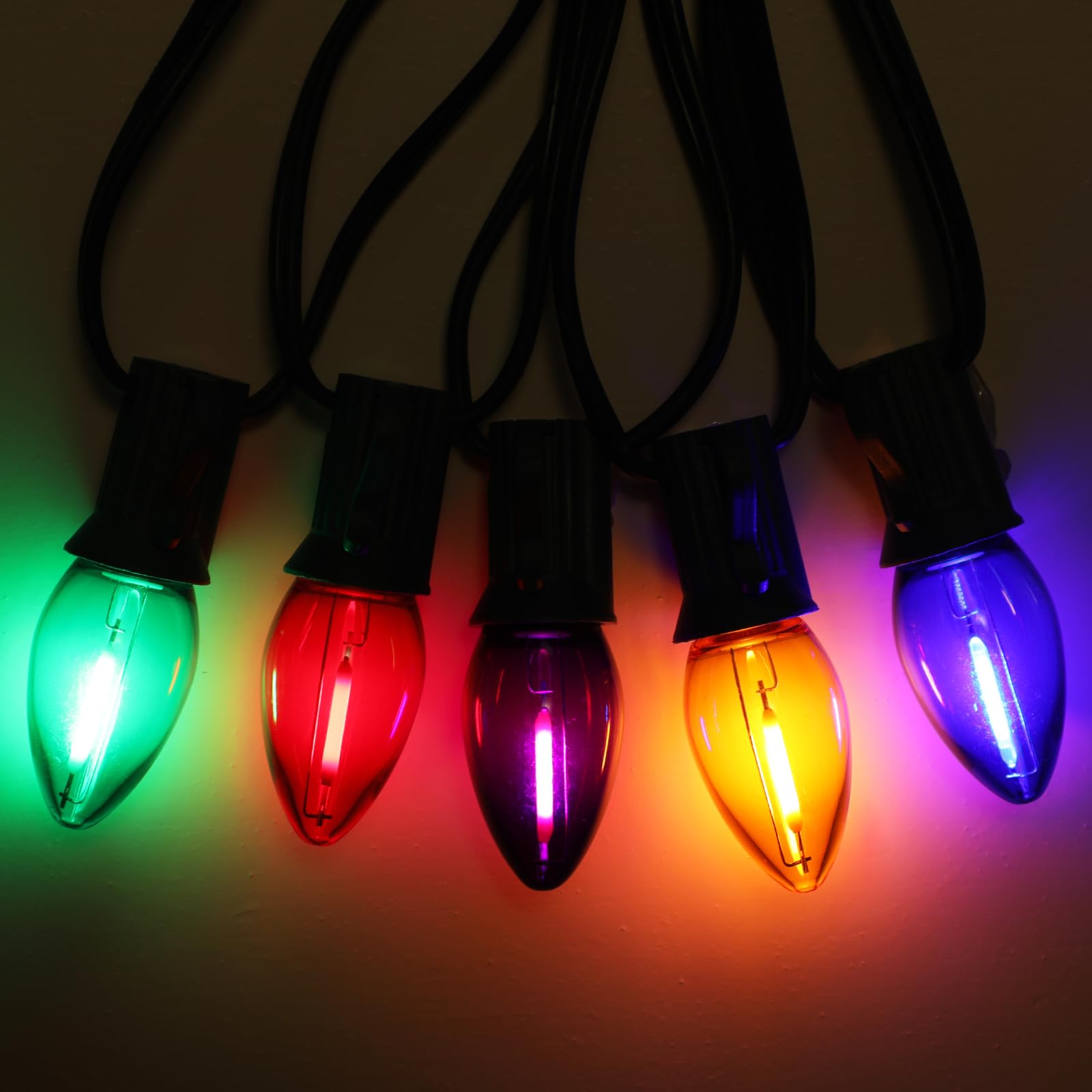 50 Pack C7 Multicolor Led Christmas Light Bulb  Waterproof C7 Replacement Bulbs For Outdoor Indoor Christmas String Lights  E12 Candelabra Base  Commercial Grade Holiday Bulbs For Decor Lighting