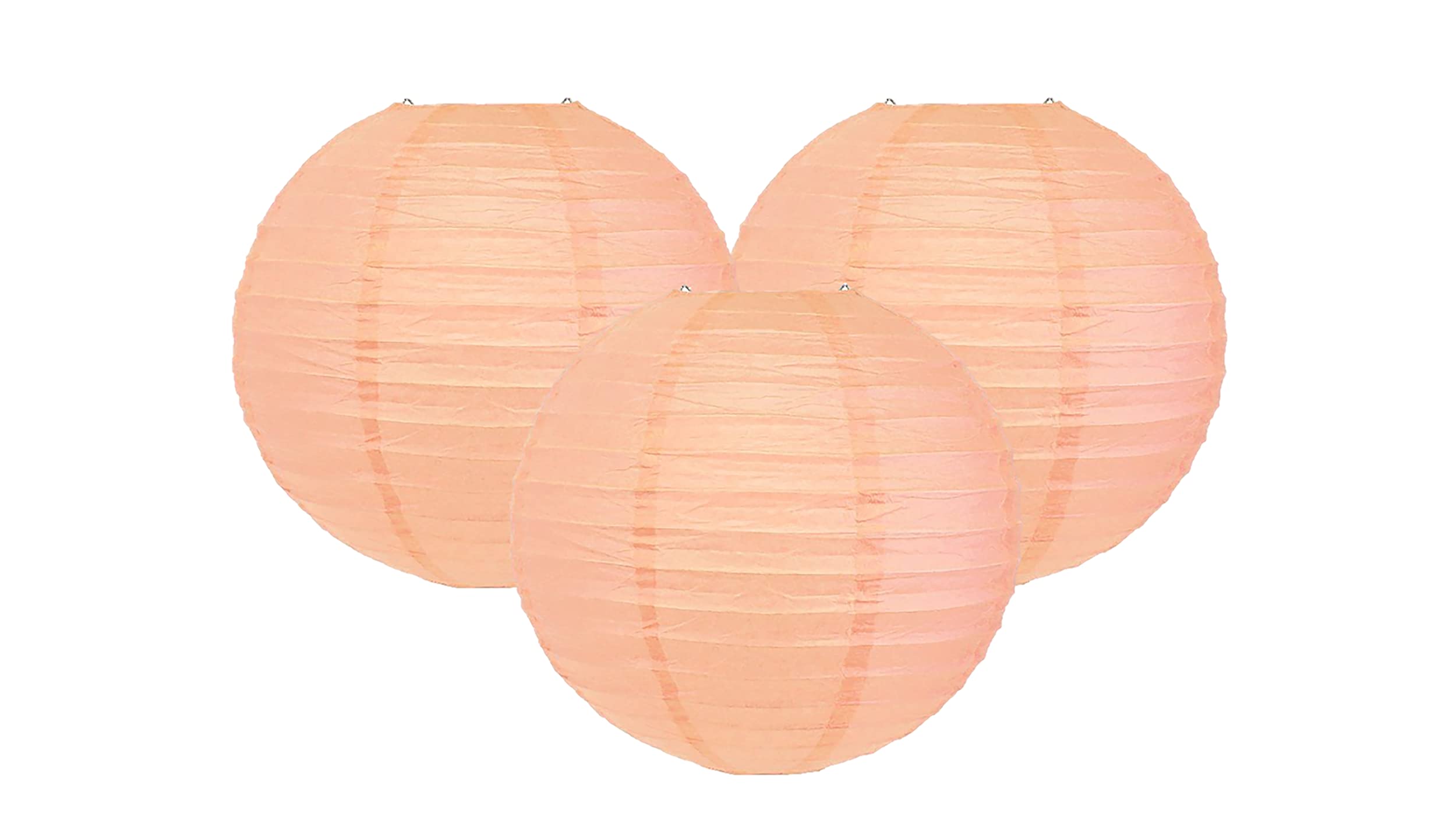 Pack of 3 Paper Lantern Lampshade Party Birthday Baby Shower Wedding Celebration Decoration 4''(10cm) -16''(40cm) (Peach, 14'' (