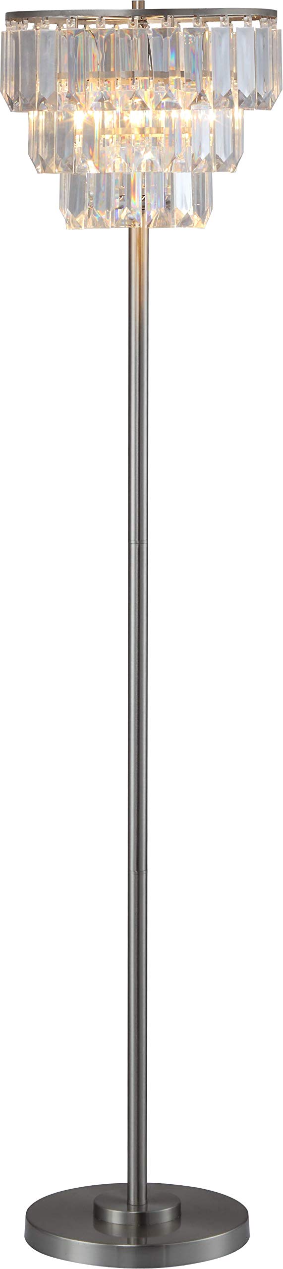 Sh Lighting Crystal Inspired Contemporary Lamp – Features Faux Crystal Shade And Brushed Steel Base - Great For Living Rooms, Bedrooms, Or Study Rooms (Clear, 60.5&quot;H Floor Lamp)