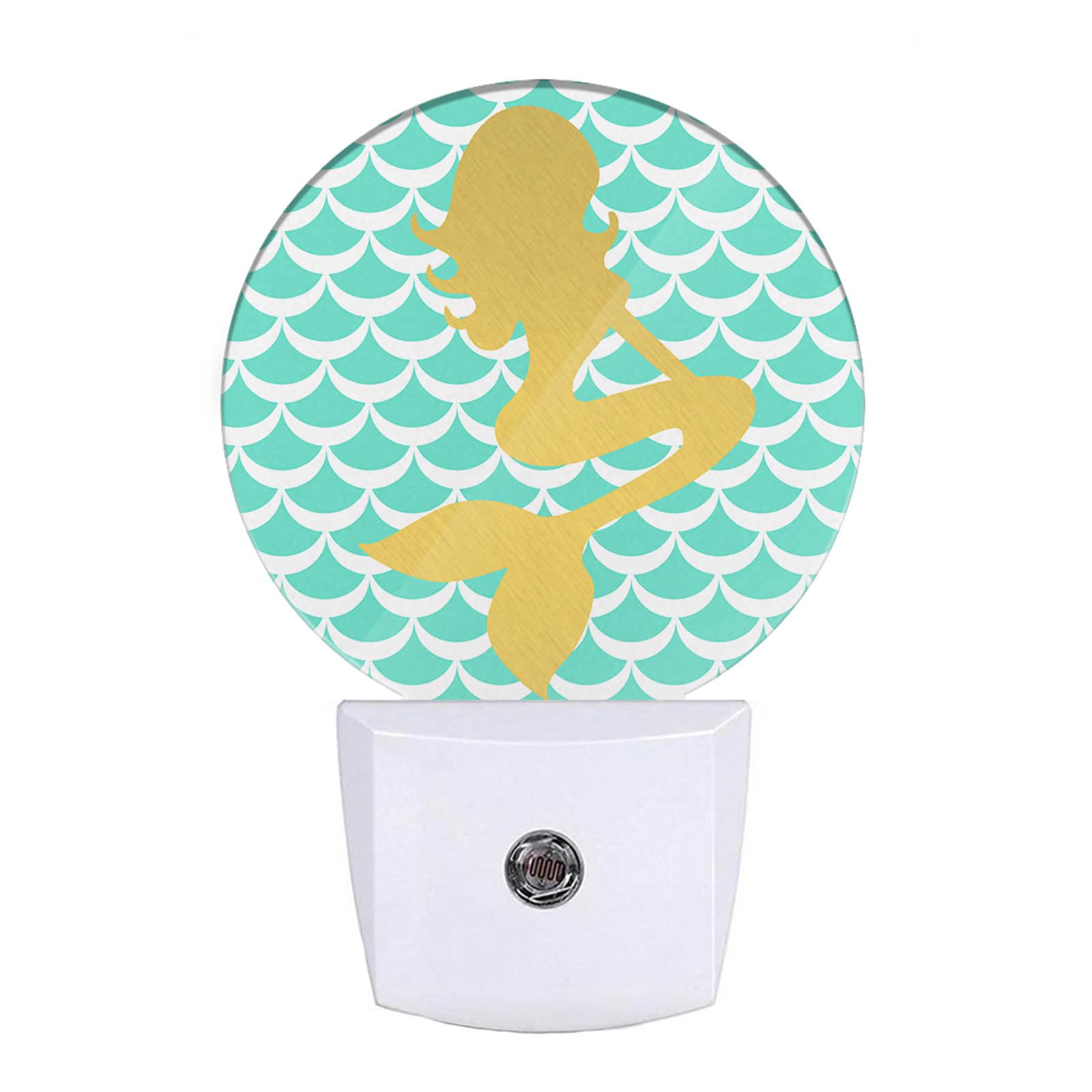 EKOBLA Mermaid LED Night Light Green Fish Scales Night Lights Plug into Wall Home Auto Sensor LED Dusk to Dawn Light for Teens G