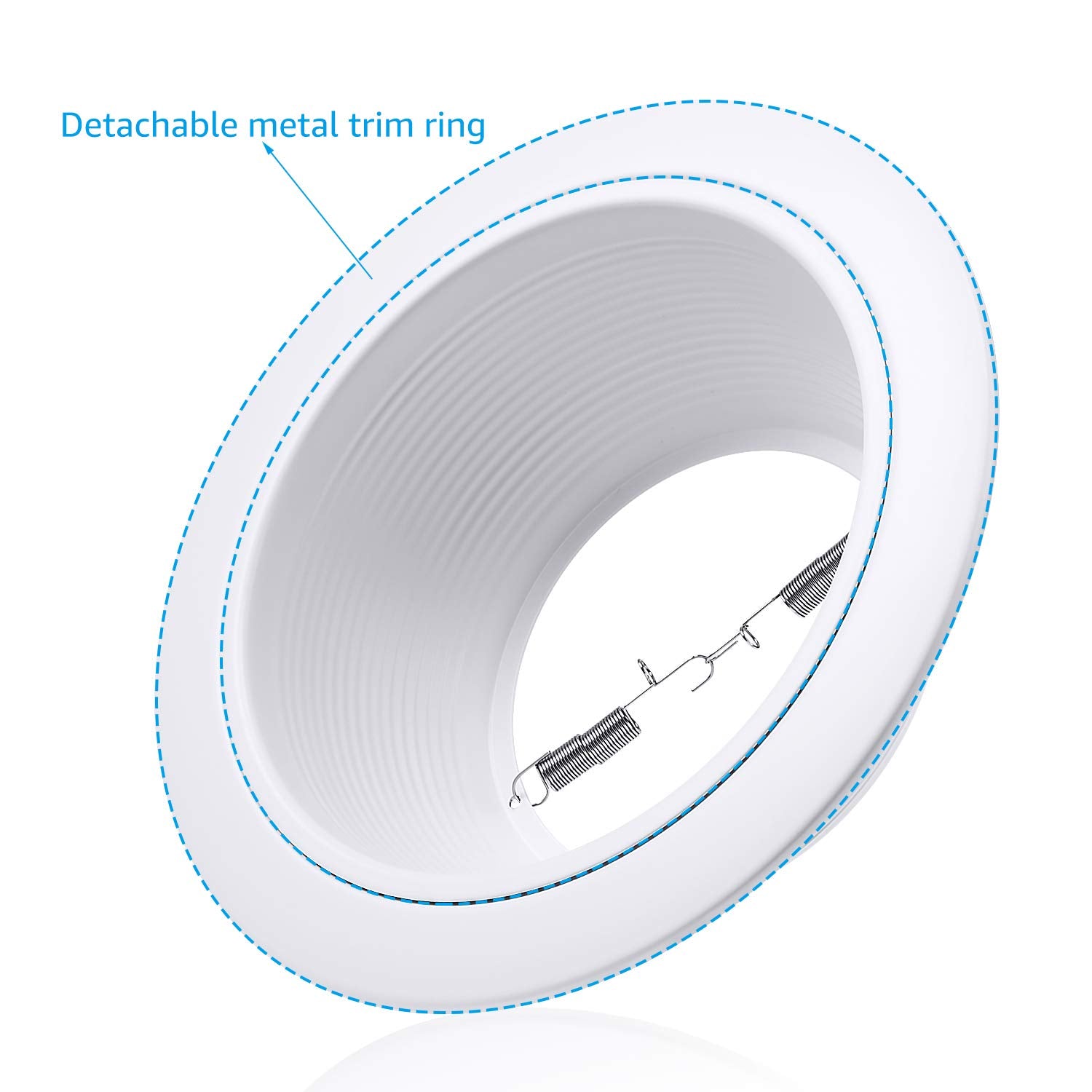 6 Pack 6 Inch Recessed Can Light Trim With White Metal Step Baffle, For 6 Inch Recessed Can, Detachable Iron Ring Included, Fit Halo/Juno Remodel Recessed Housing, Line Voltage Available