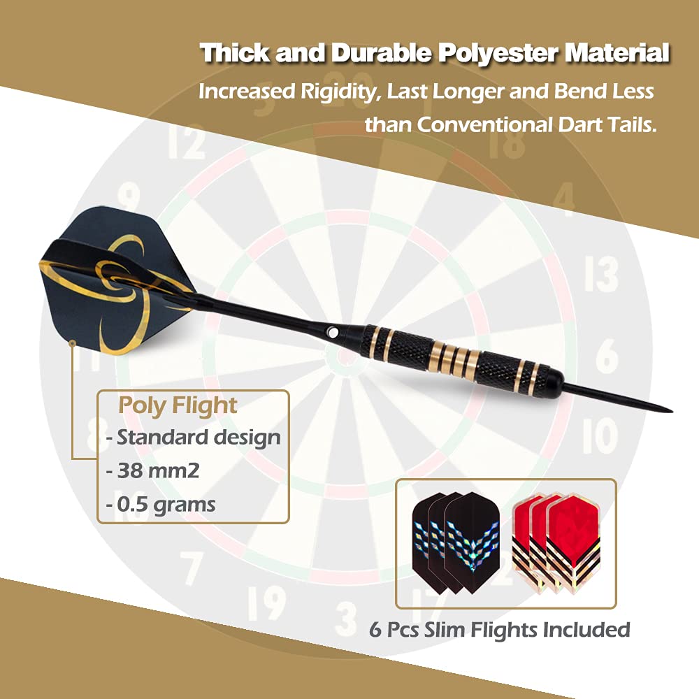 Wolftop Standard Dart Flights 40 Sets 120 Pcs - Durable Pet And Laser Replacement Feather Tail Wings - Dart Accessories Kit For