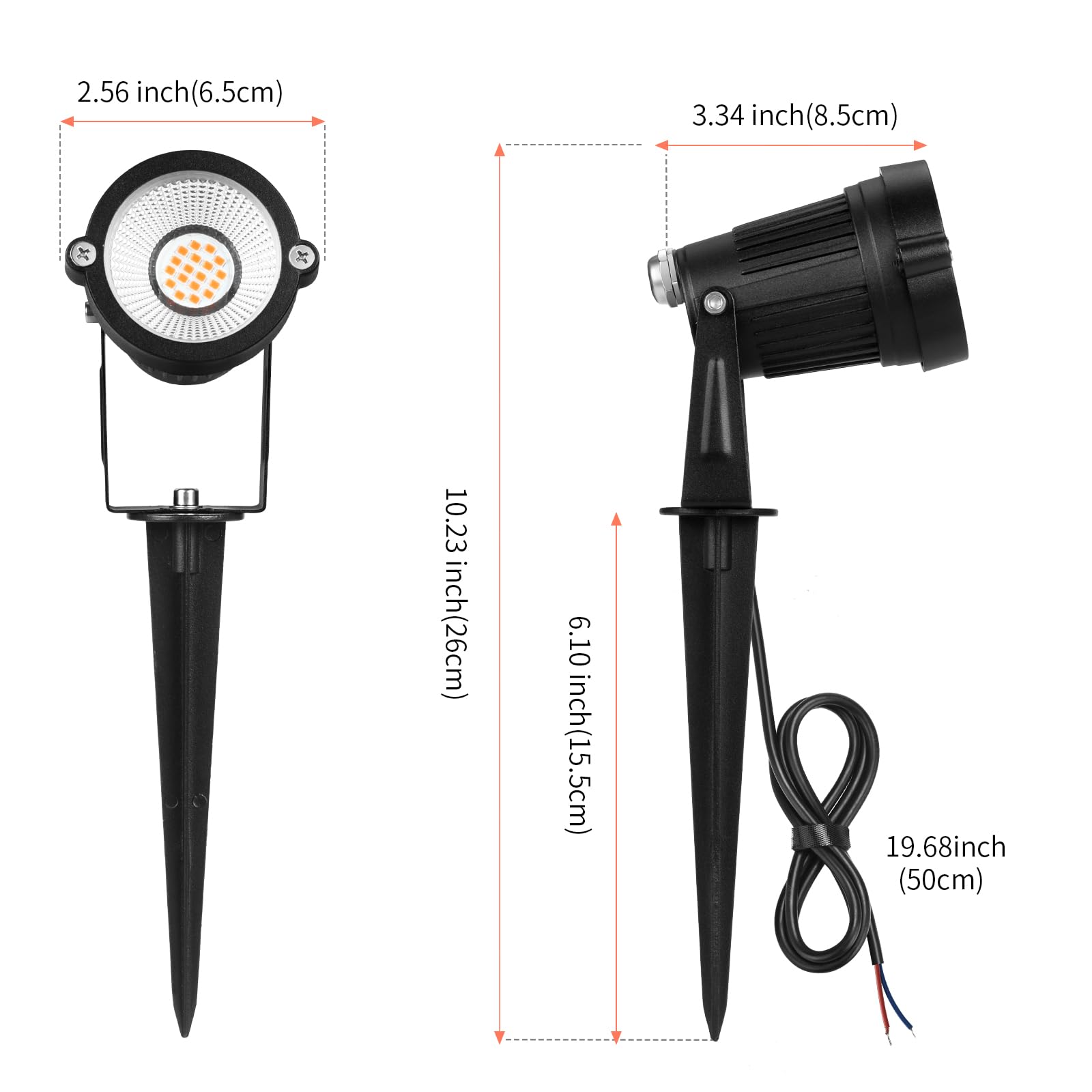 REEGOLD 7W LED Landscape Spotlights - 700LM Warm White, IP65 Waterproof, 12 Pack, 12V/24V for Garden, Pathway Lighting