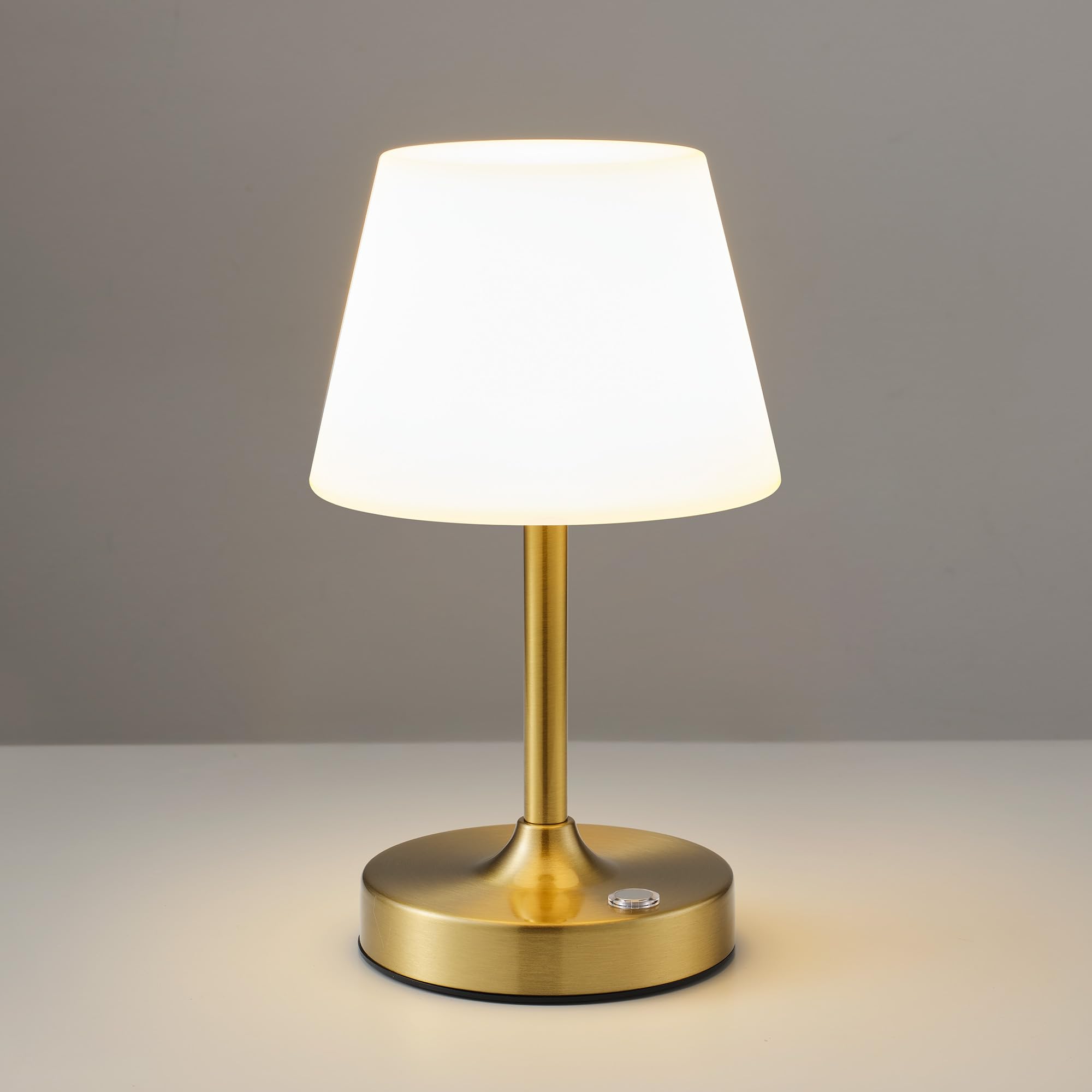 PUSU Cordless LED Gold Small Table Lamp, Waterproof Shower Light with 4000mAh Battery, Portable Rechargeable Touch Dimming Night