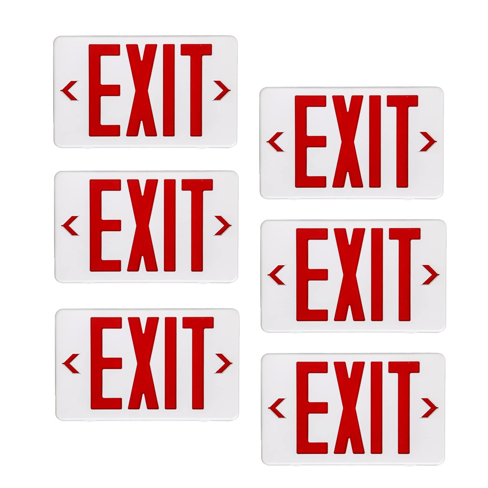 Cm Mzy Exit Sign With Emergency Lights Led Exit Sign Light With Battery Backup,Red Letter Commercial Emergency Exit Sign Lights,Ac 120-277V, Ul Certified 6Pcs