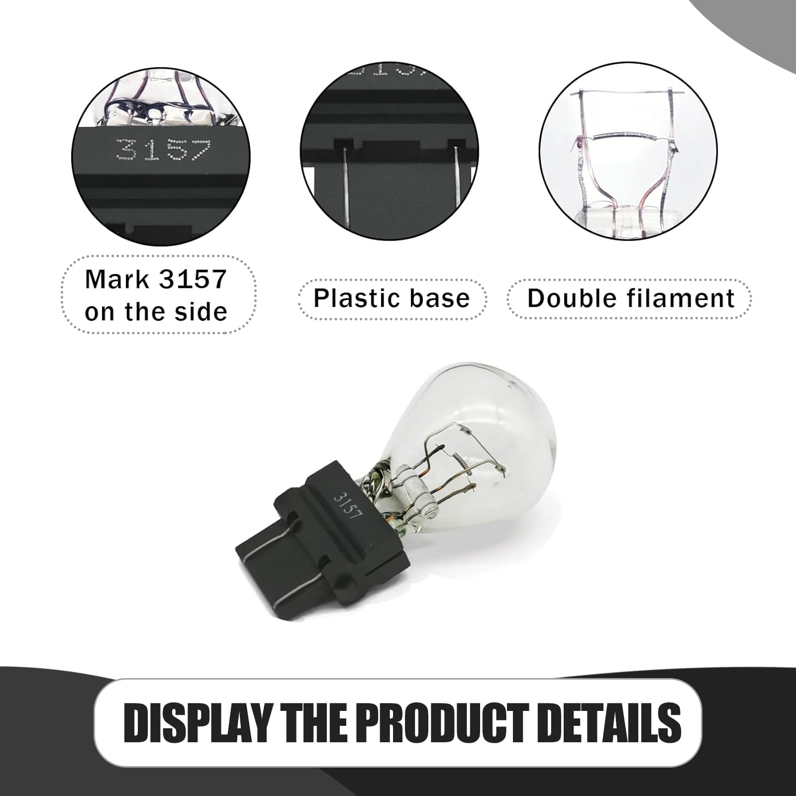 Tesnaao 10 Pack Car Instrument Light Bulb  3157 Brake Light Bulb  12V 21/5W Automobile Lighting Replacement Accessory  Universal For Most Cars  Trucks And Vans (White)