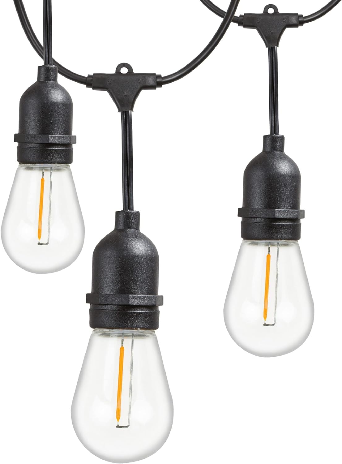 Newhouse Lighting Outdoor String Lights, 48 ft, Weatherproof, Heavy Duty, Black, 18 Bulbs Included, Model CSTRINGINC18