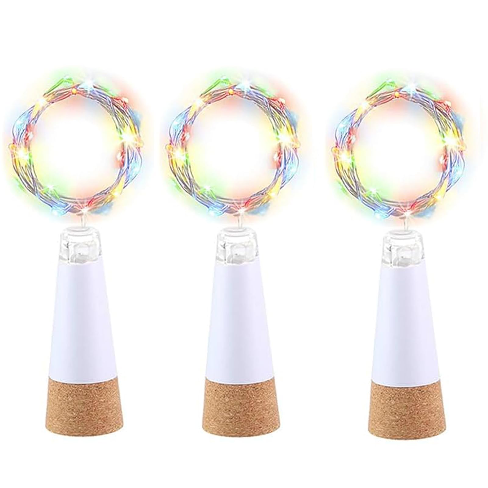 leegoal LED Cork Bottle Lights, Waterproof USB Fairy Lights, 20 LEDs, 3 Pack, Multicolor, Model: bottle lights001