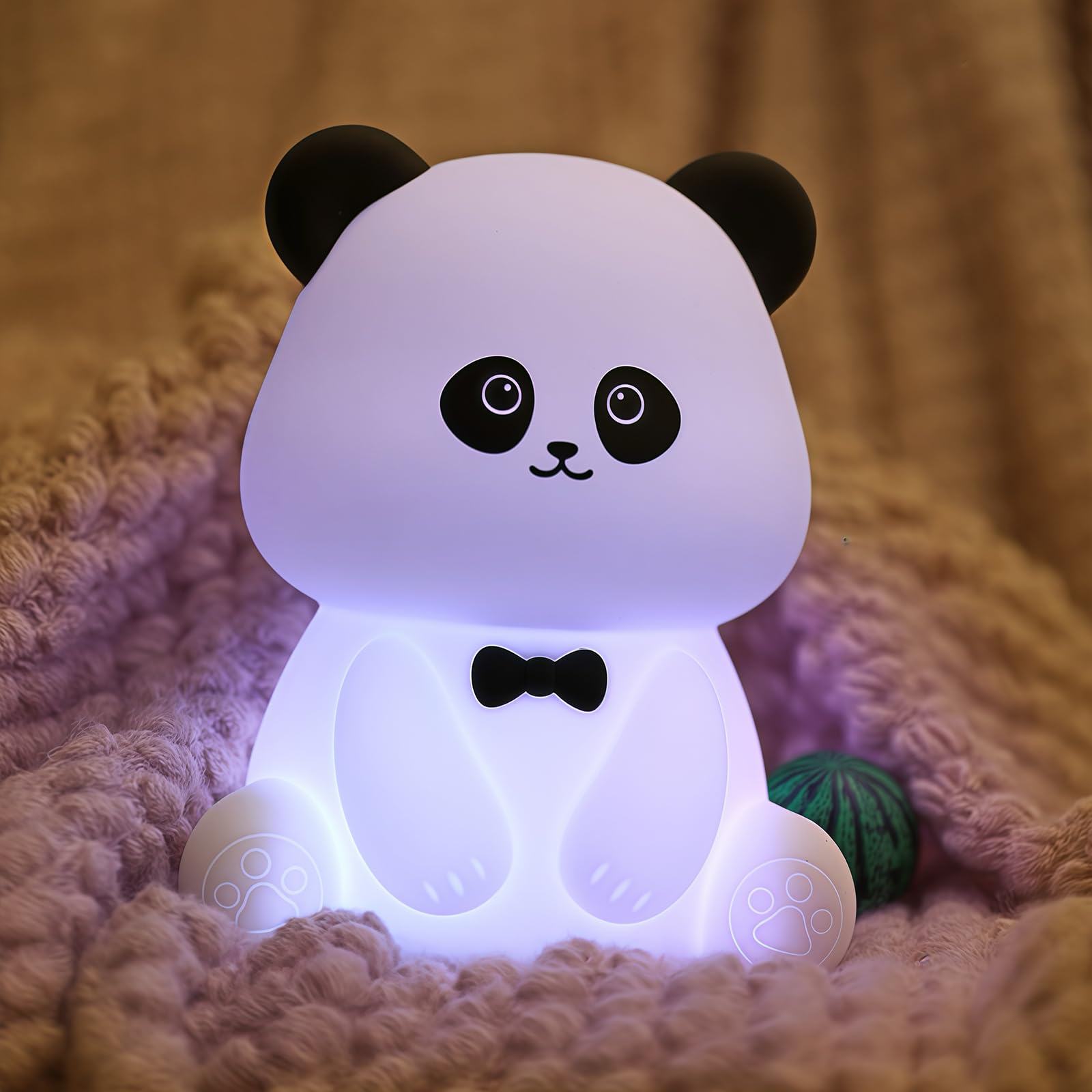 Myzztek Panda Lamp for Kids Room, Pat Control Panda Light for Breastfeeding, Silicone Night Light Nursery Bedside Lamp, Recharge