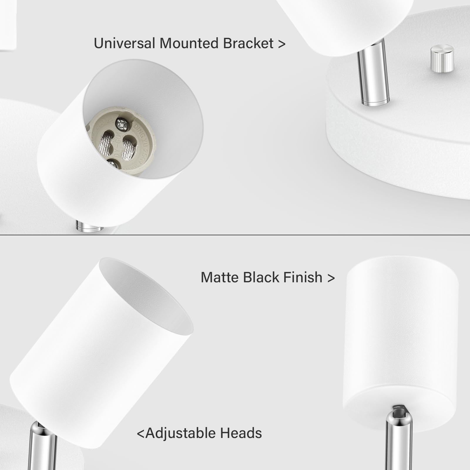 BoostArea LED Track Lighting Kit, 3 Light Fixtures, Metal, White, Model C0302, Rotatable Heads for Kitchen, Living Room, Bedroom