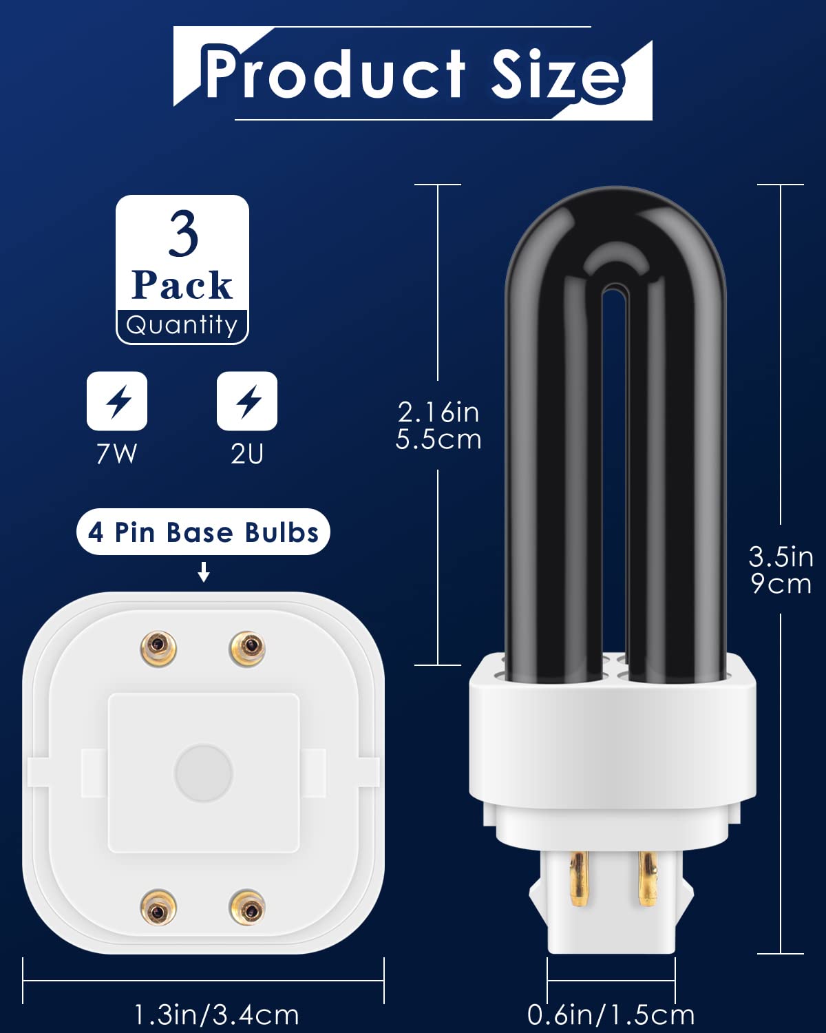 Pacetap 3 Pack 41050 7W Replacement Bulbs Compatible With Dt1050 Dt1100 Dt1250, 1/2 Acre Replacement Bulb U Shape Replacement Bu