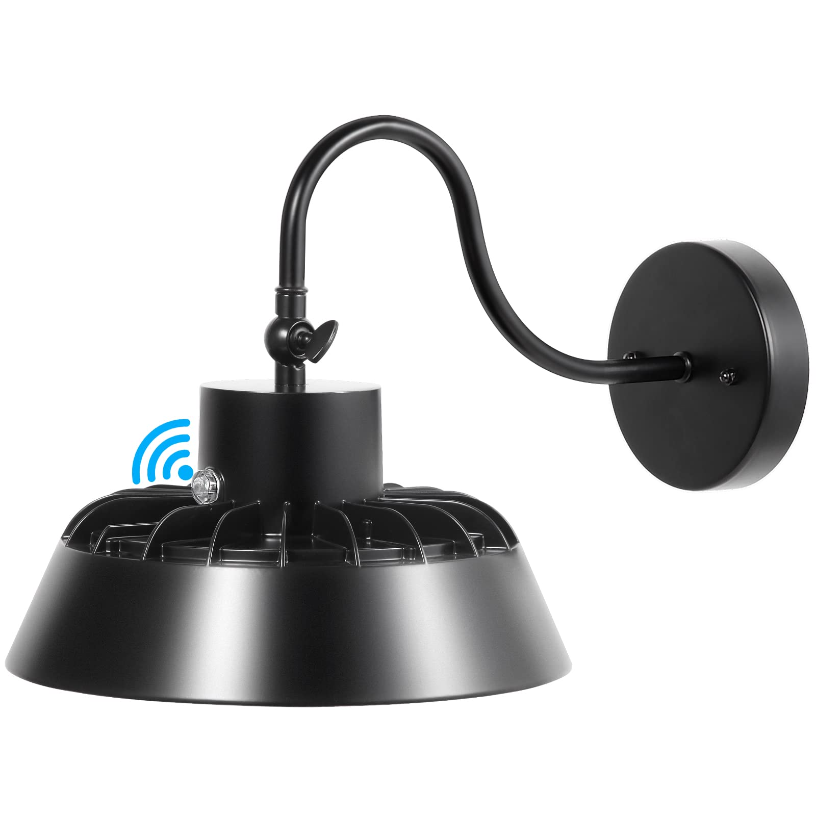 Paktonvo LED Gooseneck Barn Light, 70W 5000K, 9800LM, Aluminum, White, Dusk to Dawn, Wall Mount, Swivel Head, Farm