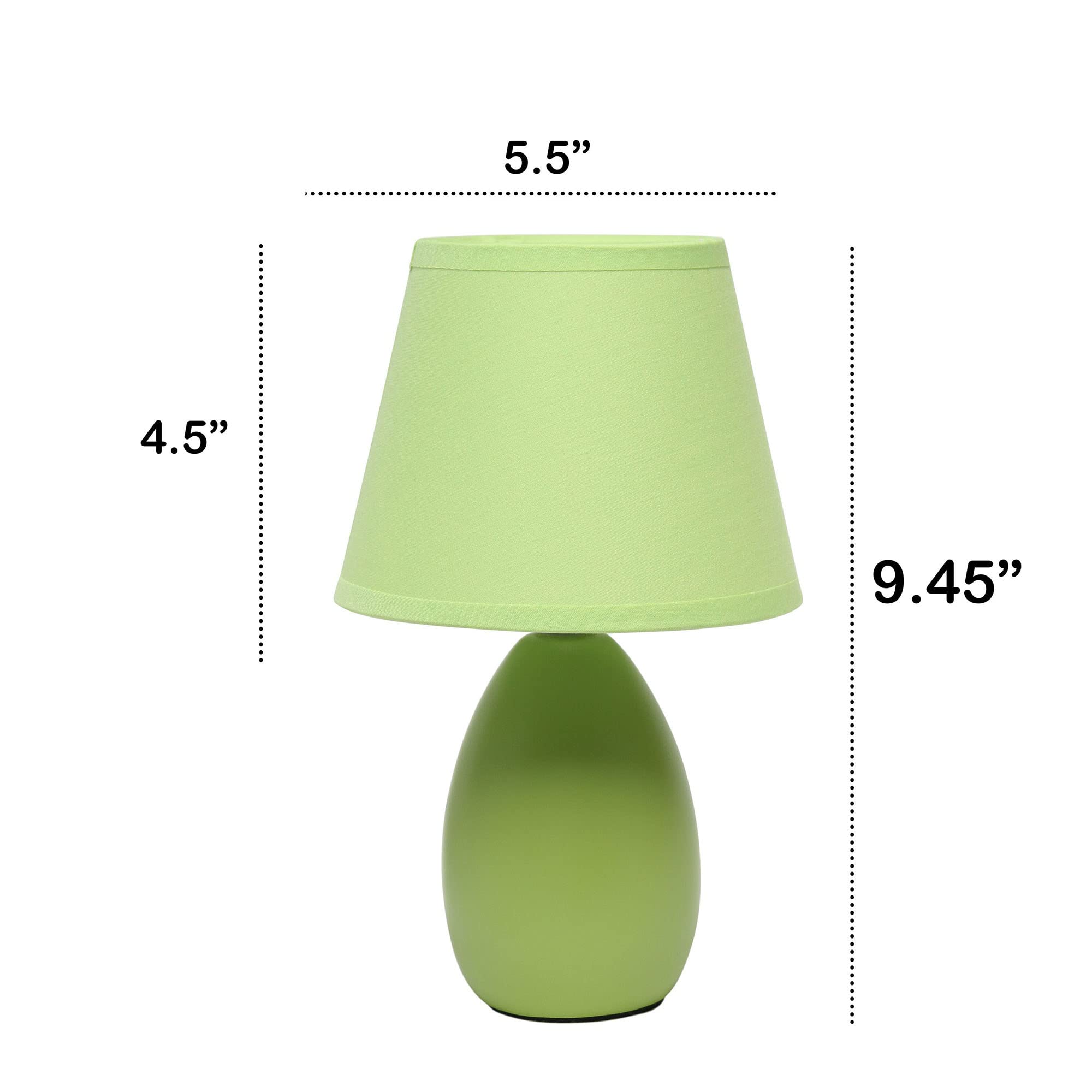 Creekwood Home 9.45&quot; Green Ceramic Bedside Table Lamp With Drum Shade