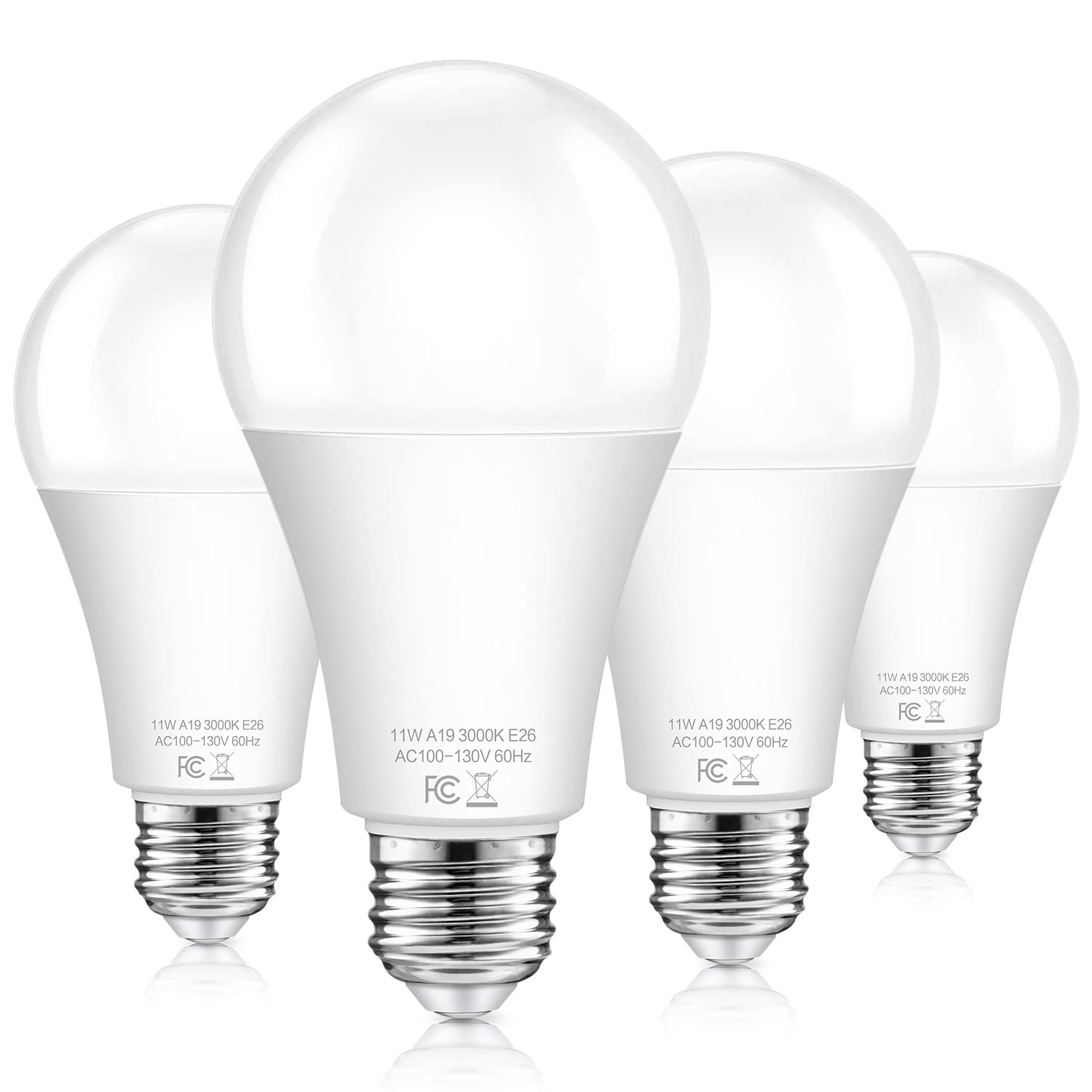 A19 Dusk To Dawn Sensor Light Bulbs Outdoor 100 Watt Equivalent, 11W Automatic On/Off Led Bulbs Warm White 3000K, 4-Pack 1200Lum