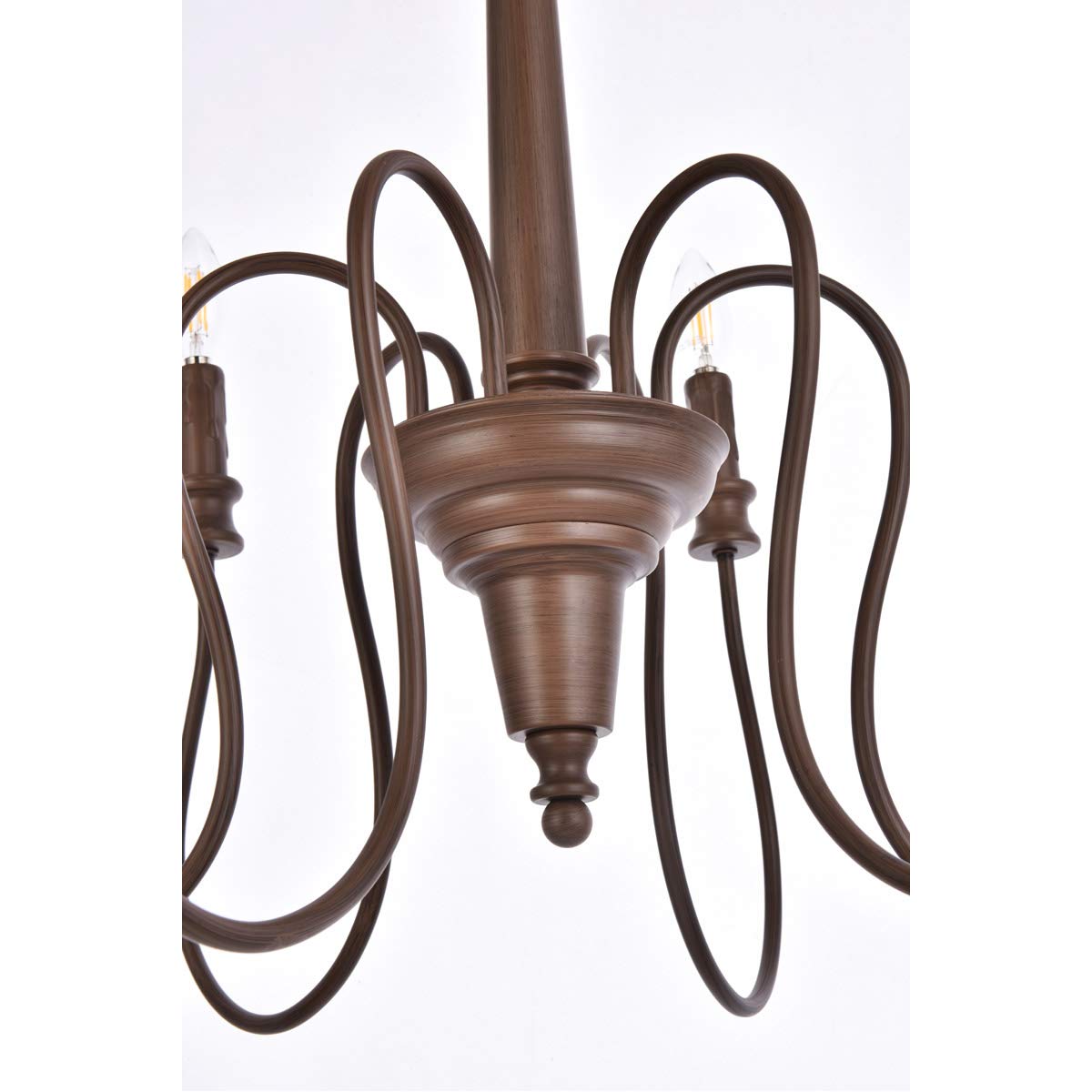 Elegant Lighting Living District Flynx 6 Lights Pendant in Weathered Oak
