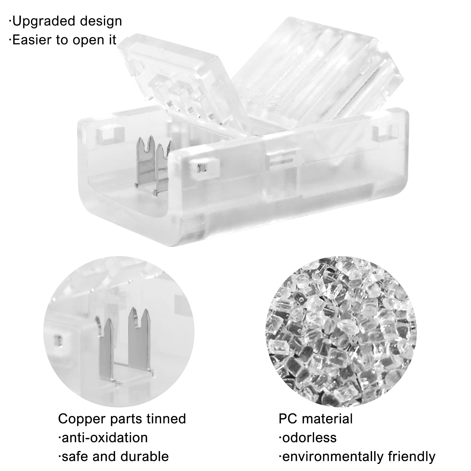 RGBZONE 10 Packs 4-Pin RGB LED Light Strip Connectors, 10mm Wide, Copper, Multicolor, Solderless Quick Connectors for SMD 5050