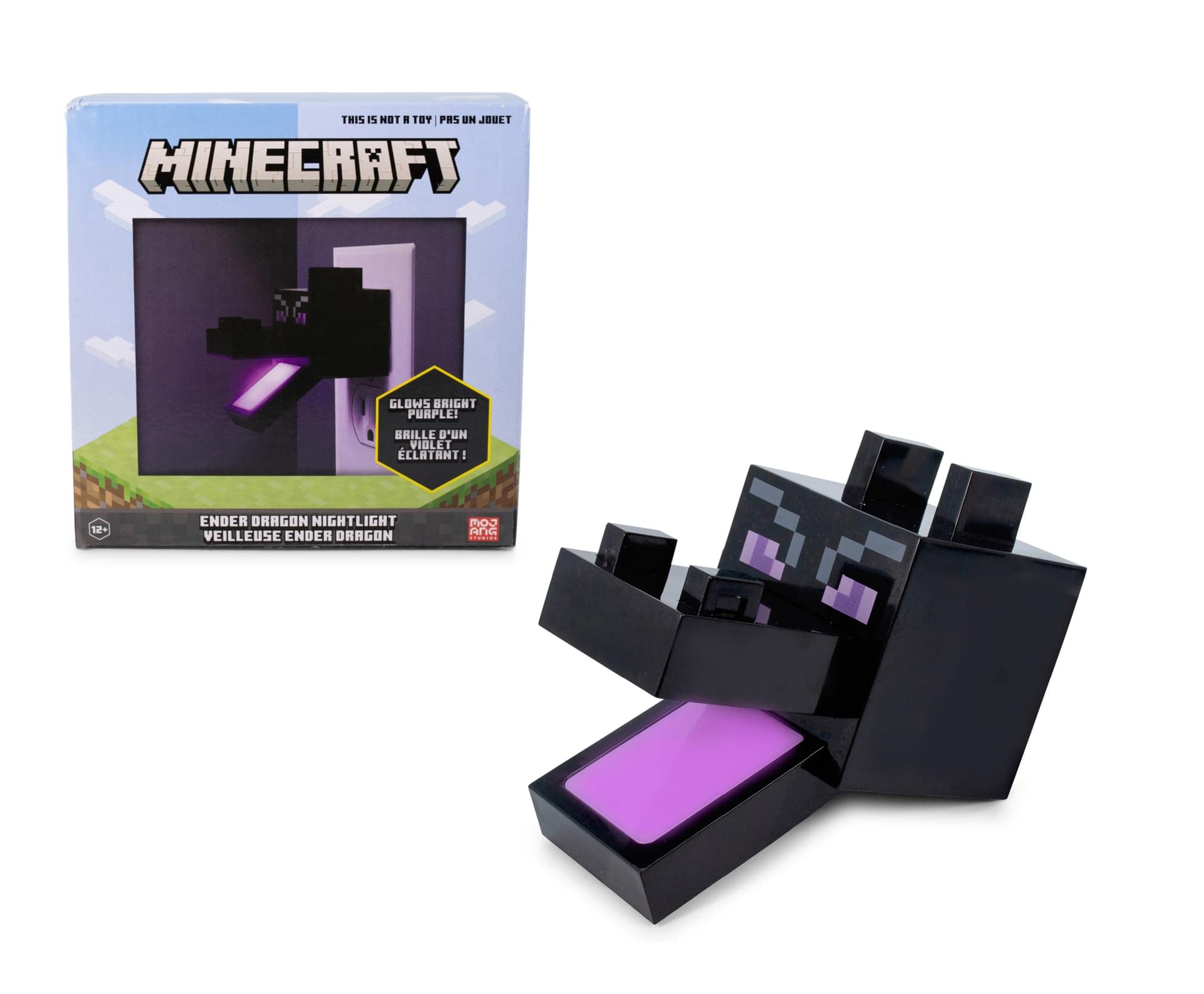Ukonic Minecraft Ender Dragon Nightlight | LED Mood Light with Dusk to Dawn Sensor | Black Plastic | Kids Bedroom Decor