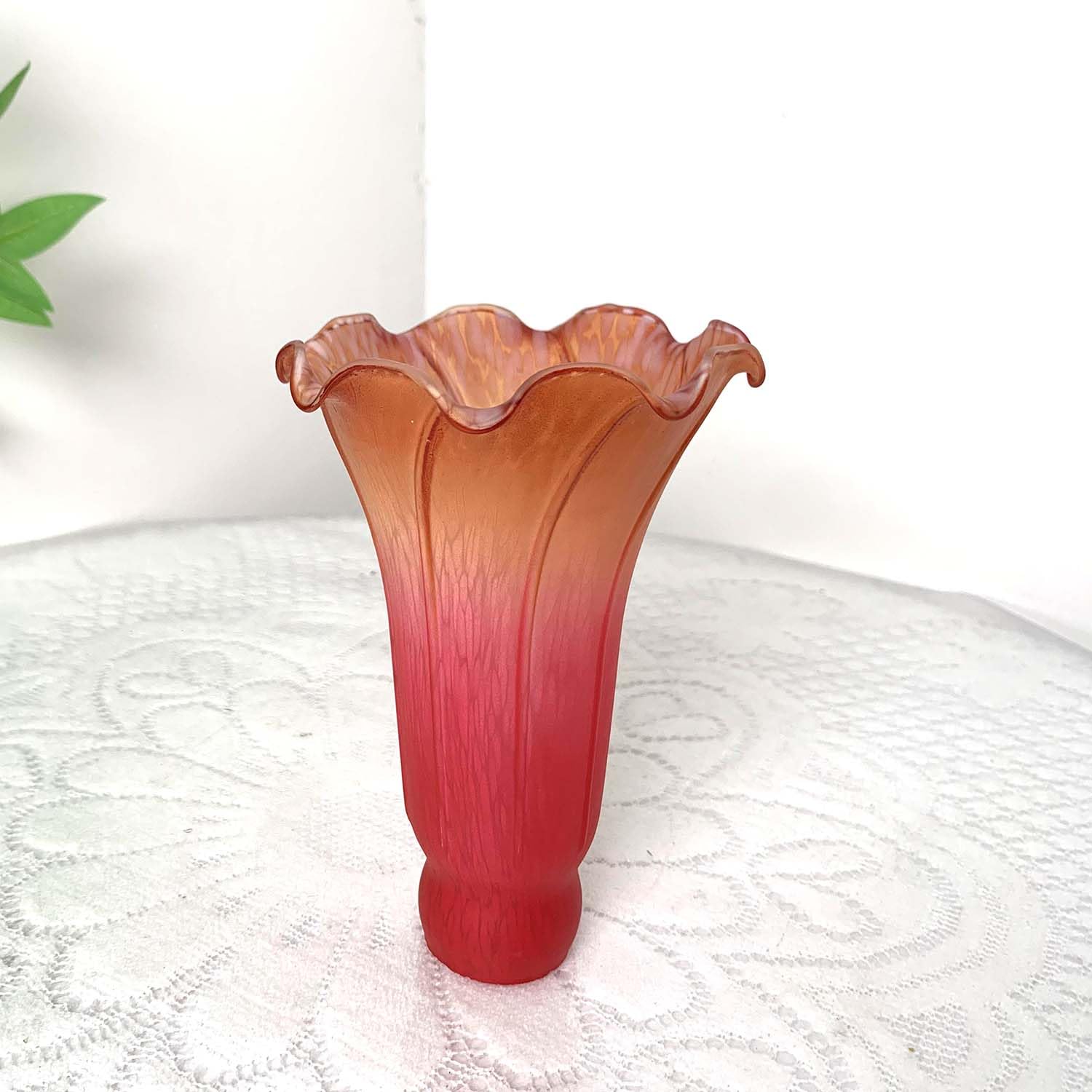 Bieye Ls64 Lily Flower Blown Glass Lampshade (Red Orange, Opening I.D. 1.26'' X O.D. 1.5'')