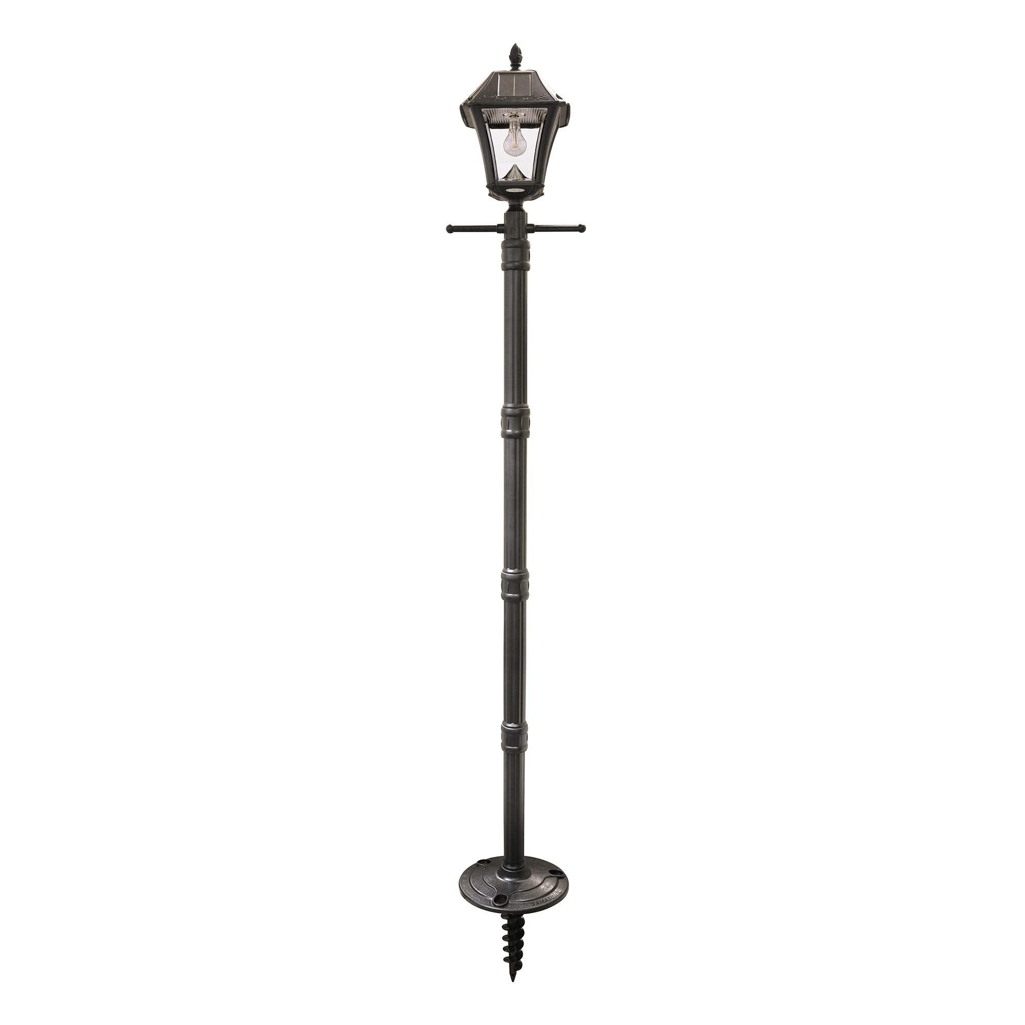 Gama Sonic Solar Outdoor Light Sconce, Baytown II Bulb, Warm-White LED, Black Resin, Classic Traditional Design, Wall Mount, 2-P