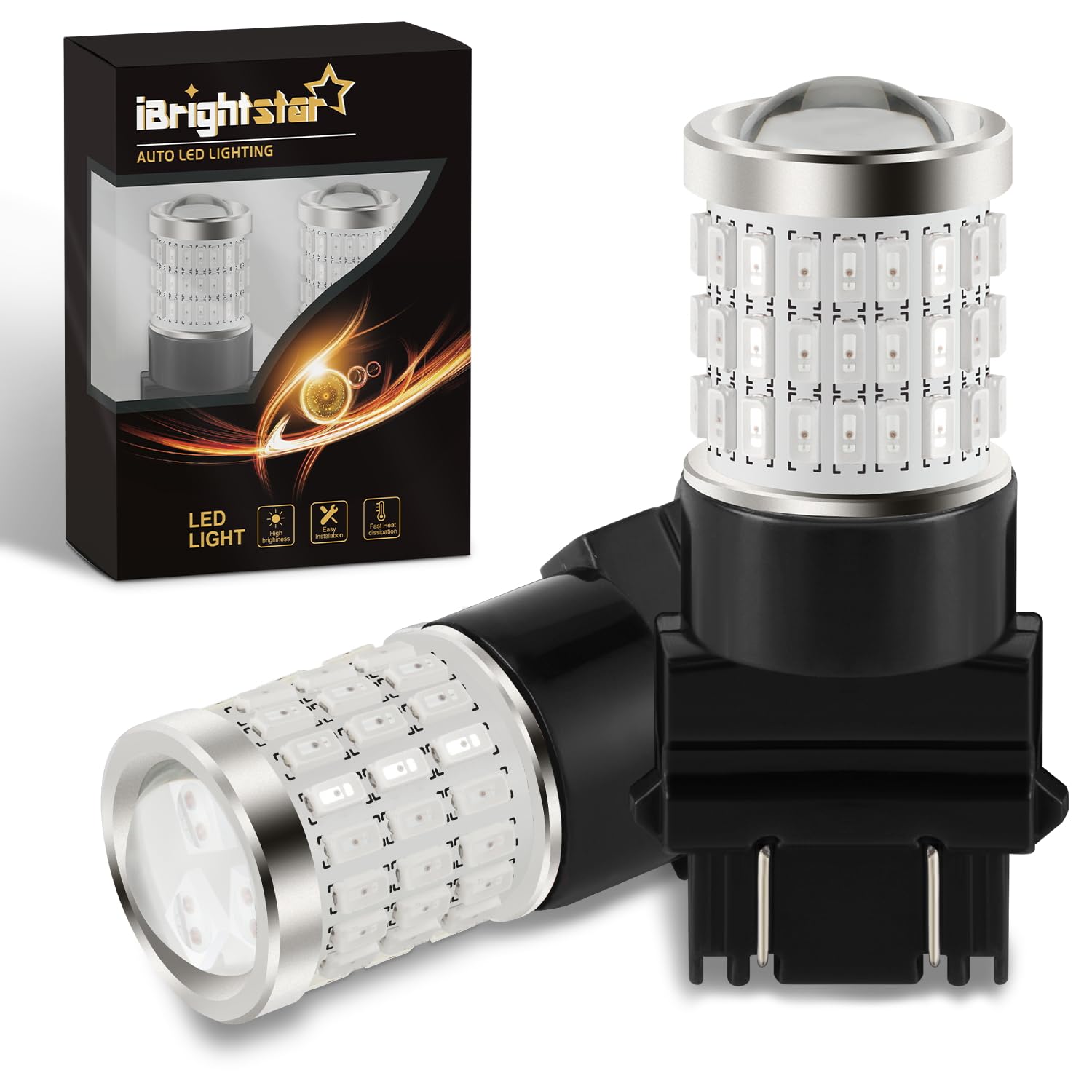 iBrightstar 3157 LED Bulbs Red, Super Bright Brake Light Bulbs for Turn Signal, 2 Pack
