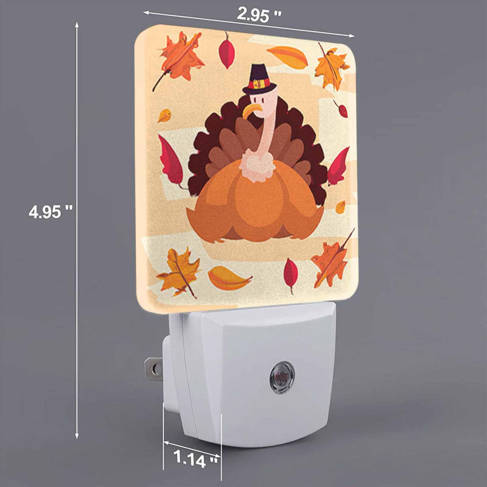 Chrobak LED Night Light with Dusk to Dawn Sensor, Thanksgiving Turkey Pumpkin Leaves, Model WML-Night-Light-231023-59