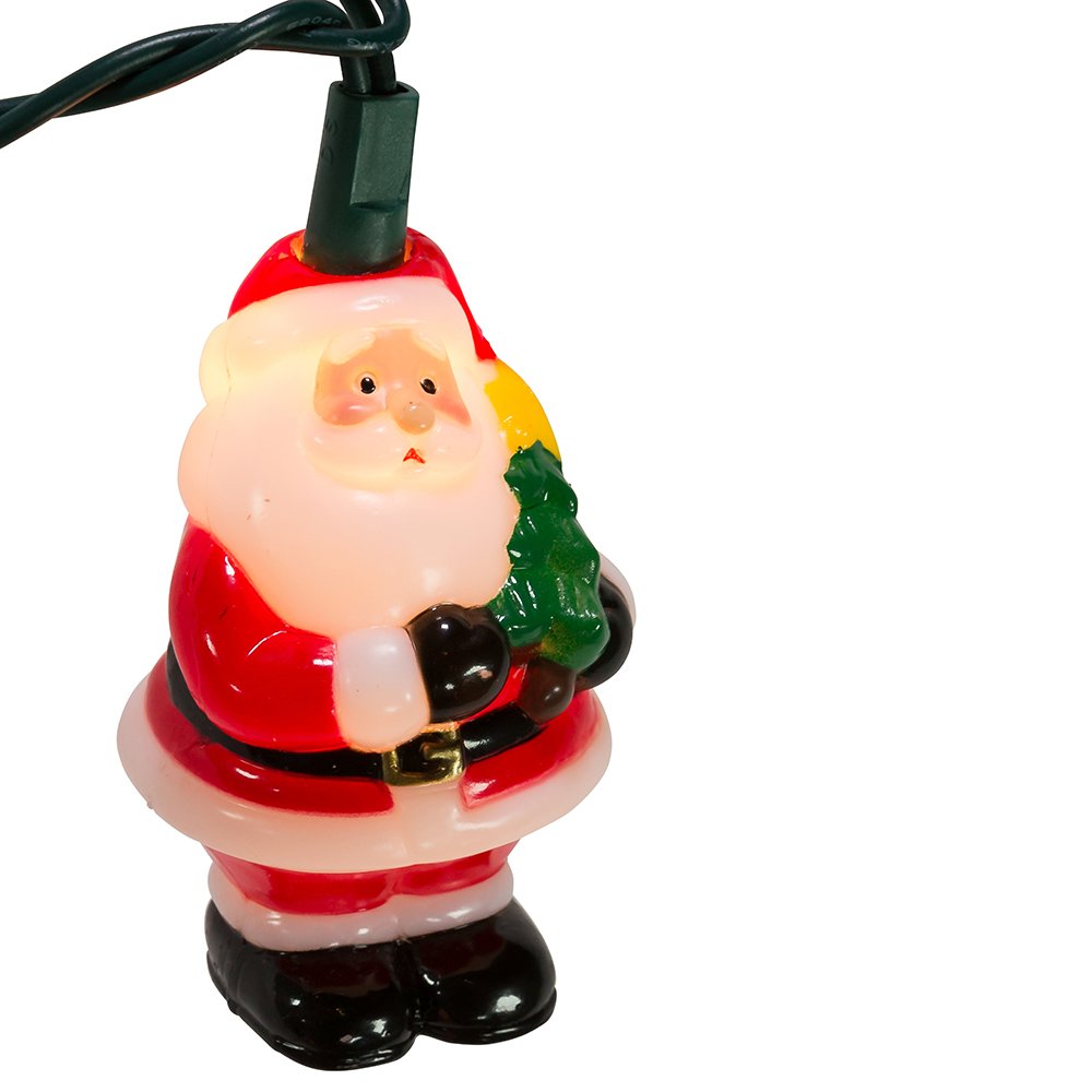 Kurt S. Adler 10-Light Santa with Tree Light Set, 3-Inch, Red, UL4291, Lead Material