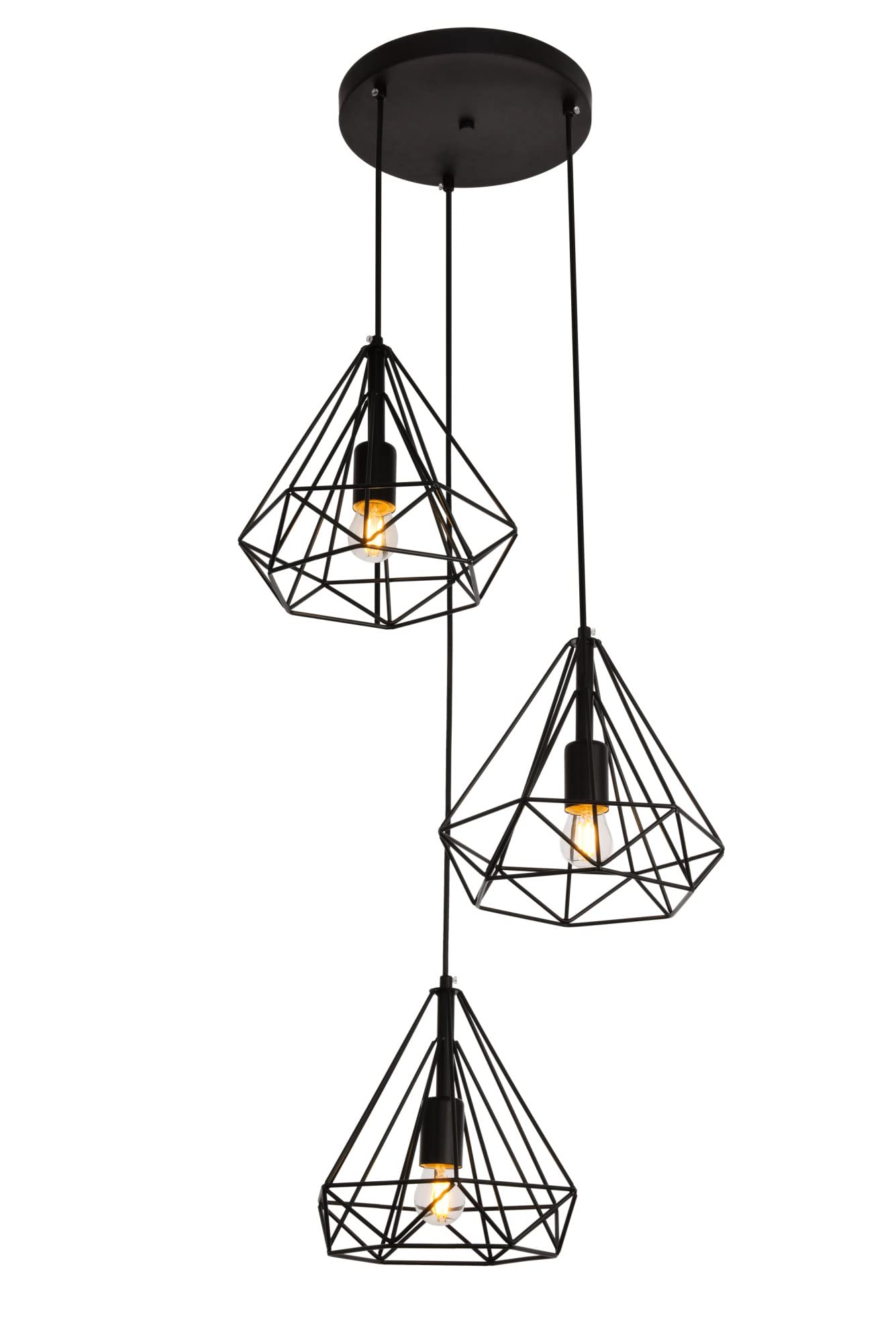 Elegant Lighting Living District Jago Collection Pendant D18.1 H24.3 Lt:3 Black Finish