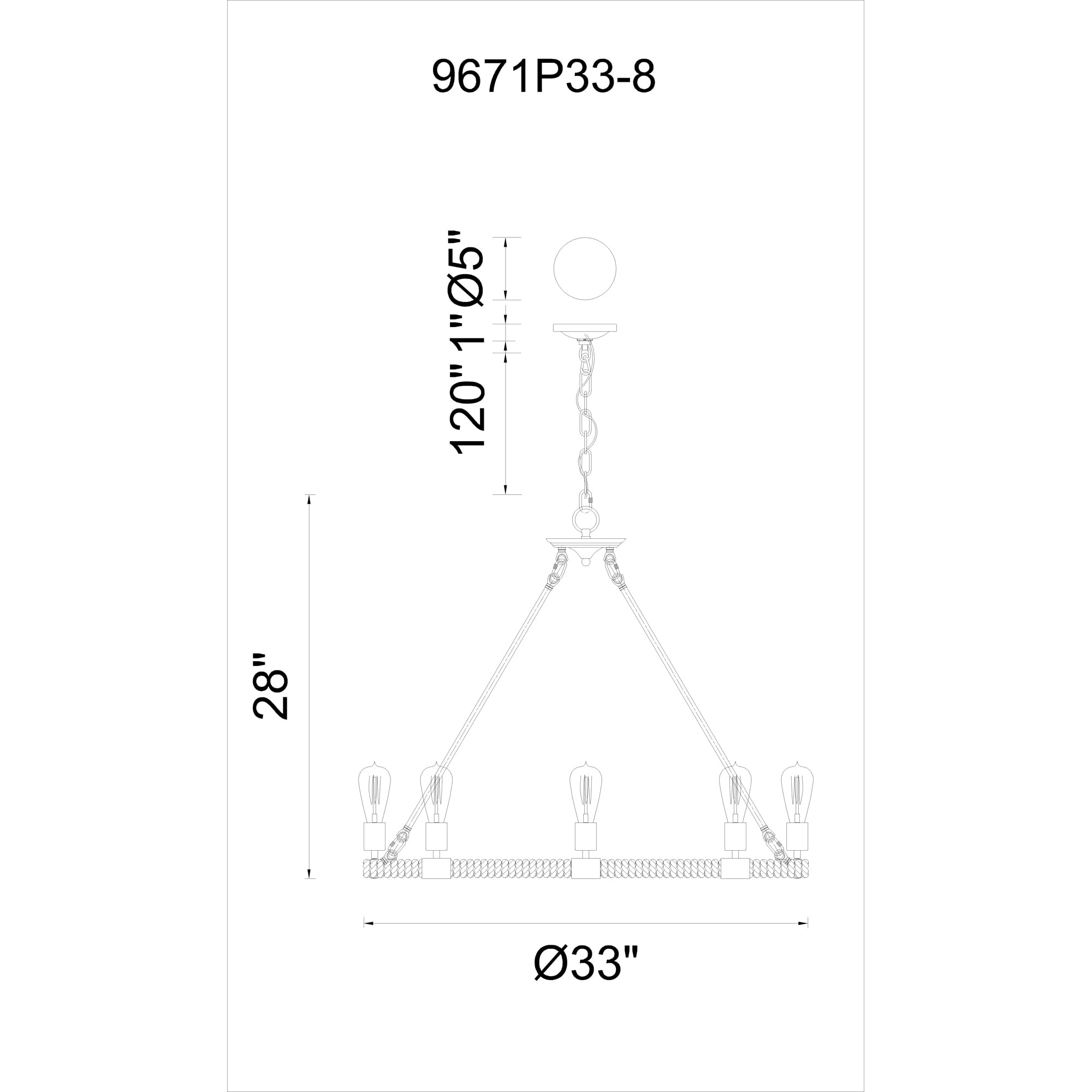 Cwi Lighting Ganges 8-Light Black Metal Farmhouse Chandelier - Elegant Home Lighting