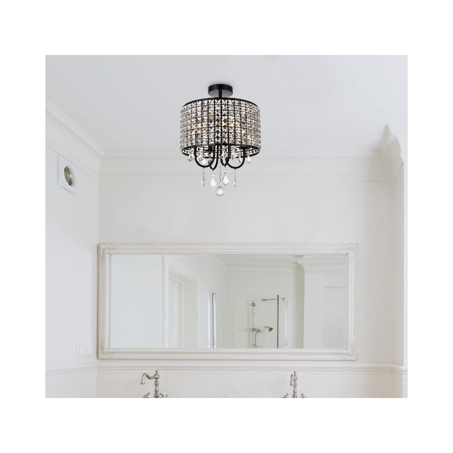 Living District Elise 4-Light Transitional Style Metal Flush Mount in Black