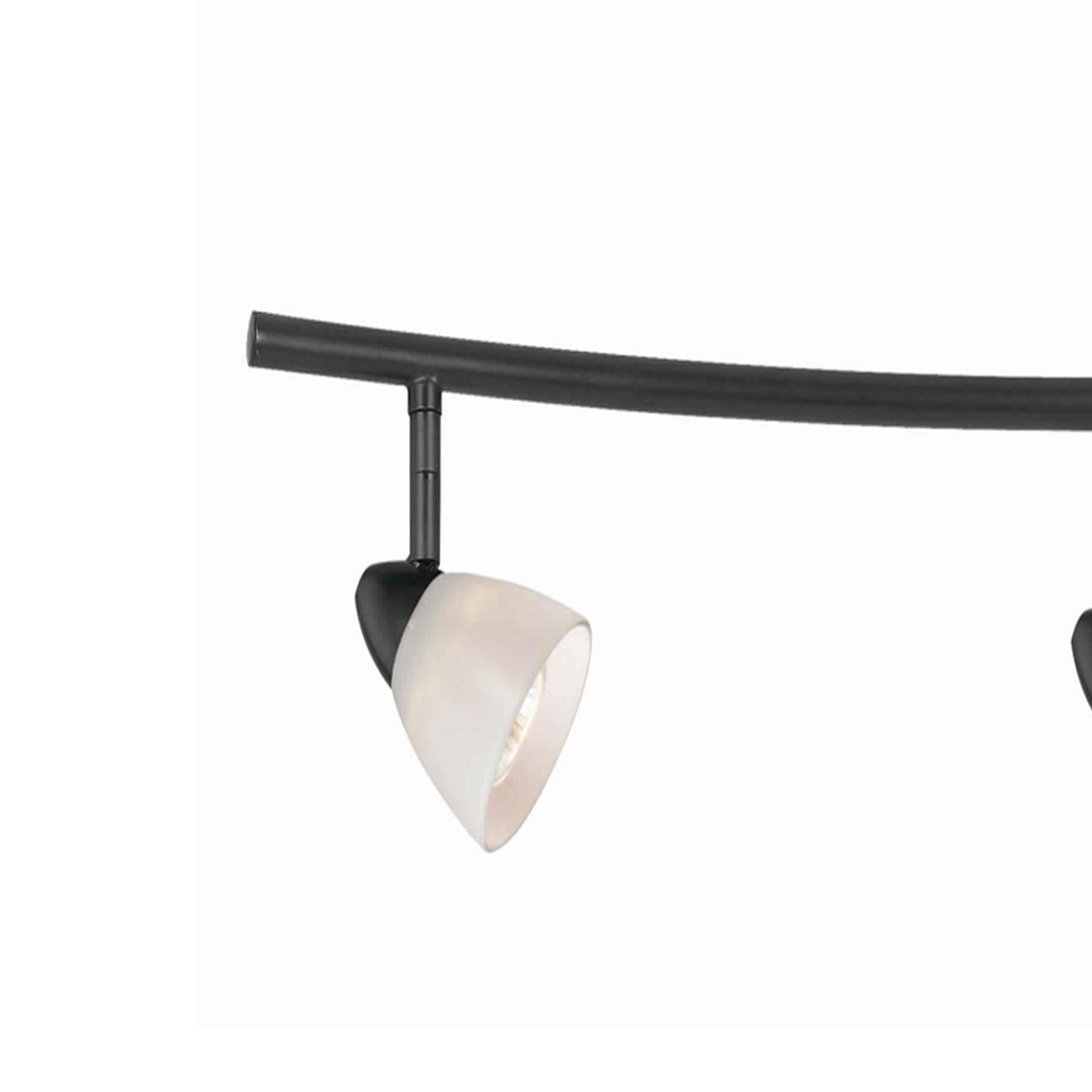 Benzara 5 Light Metal Track Light Fixture, Black and White, Model BM225647, Glass Shade
