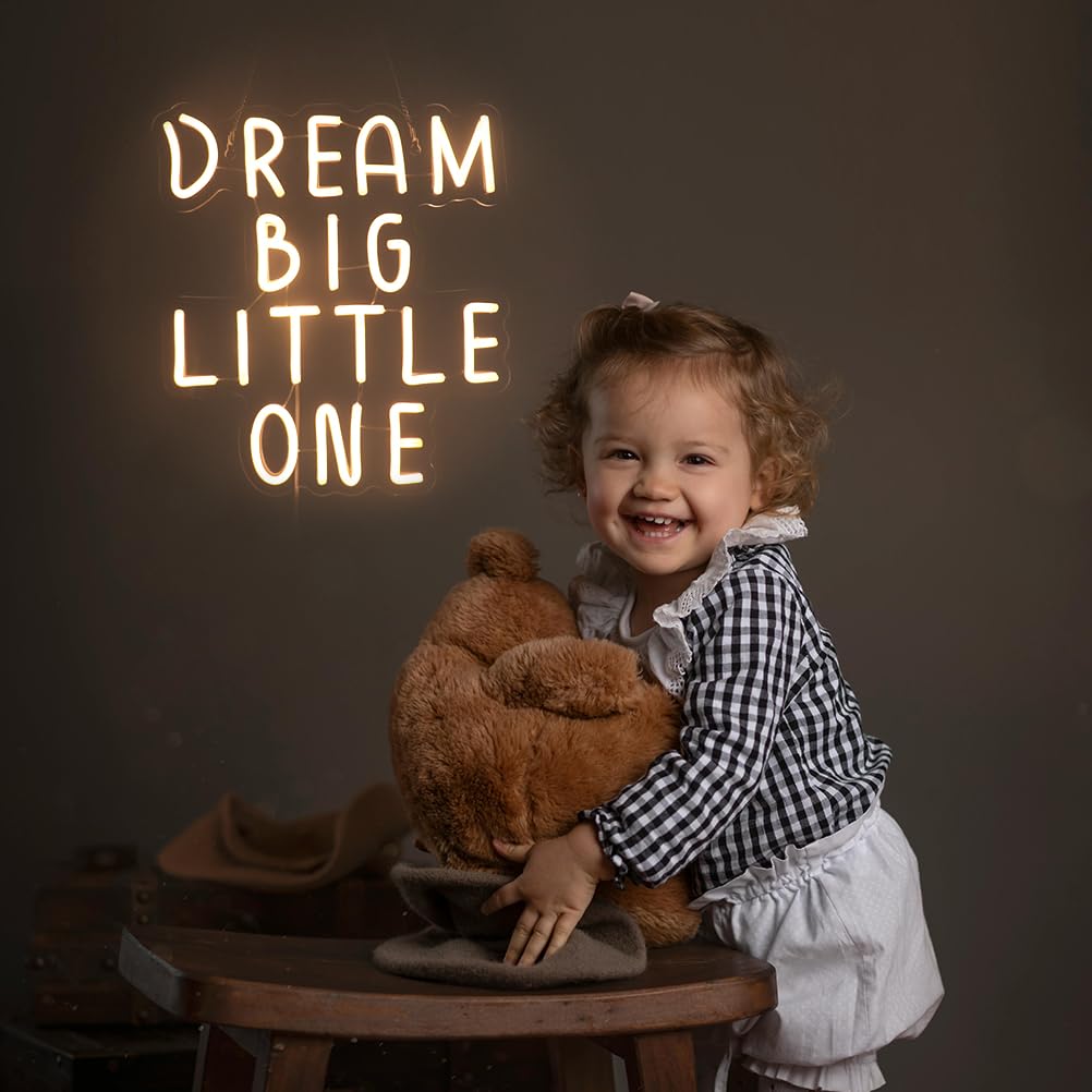 Dream Big Little One Neon Sign  Decorative Neon Lights For KidS Room Play Room Wall Decor Neon Light Sign  Christmas Birthday KidS Gift Thanksgiving Gift(Warm White)