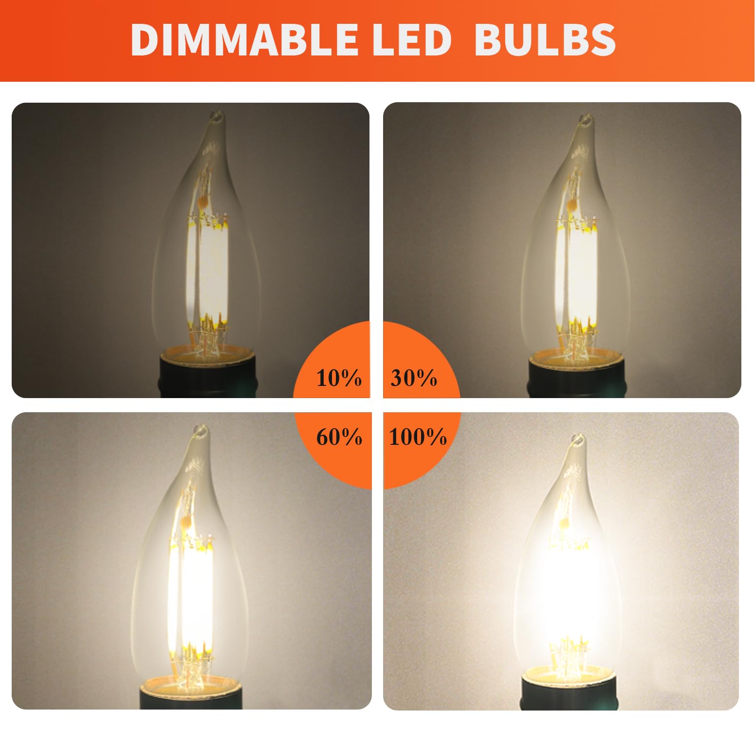 Alampever Dimmable Ca11 Candelabra Led Light Bulb 24 Pack, 4.5W (60 Watt Equivlant) E26 Medium Base Chandelier Light Bulb, 2700K