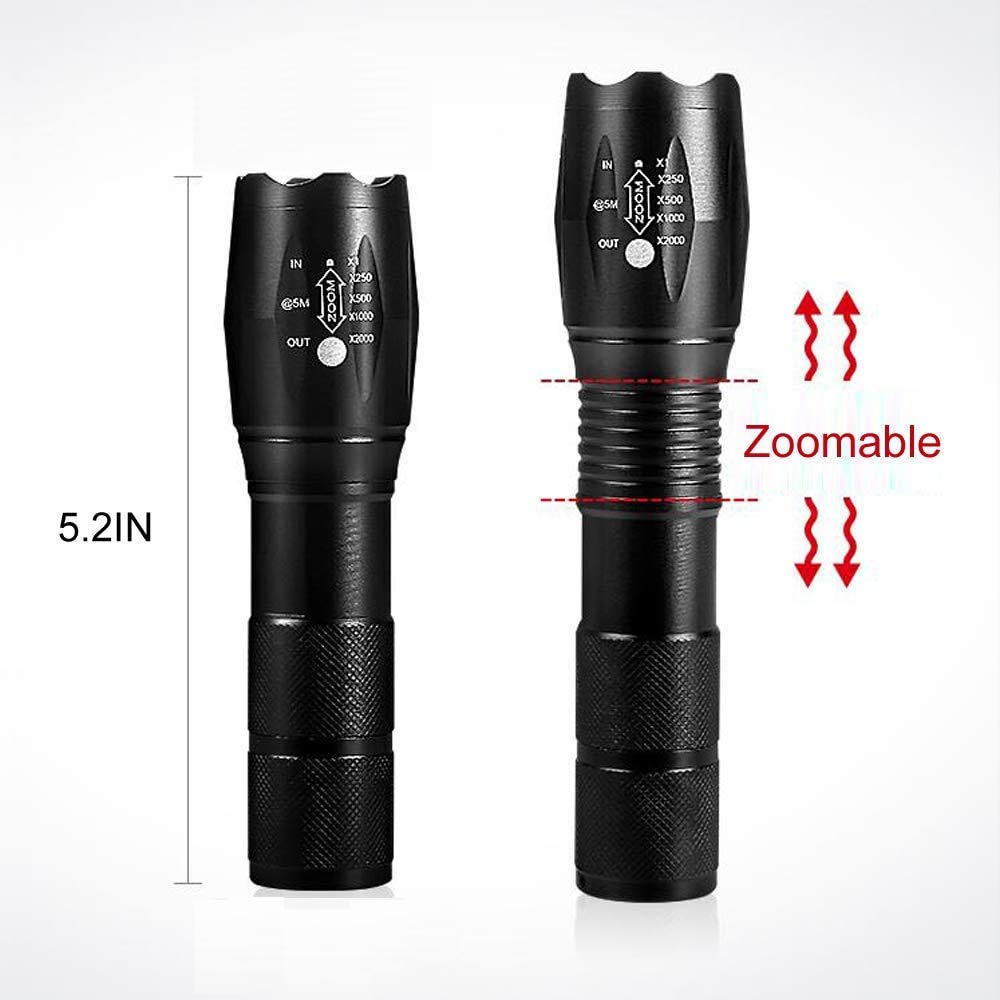 Maxiaeon Led Rechargeable Flashlight Set, Bright 8000 Lumens 18650 Flashlights High Lumens With 5 Modes, Waterproof Flashlights