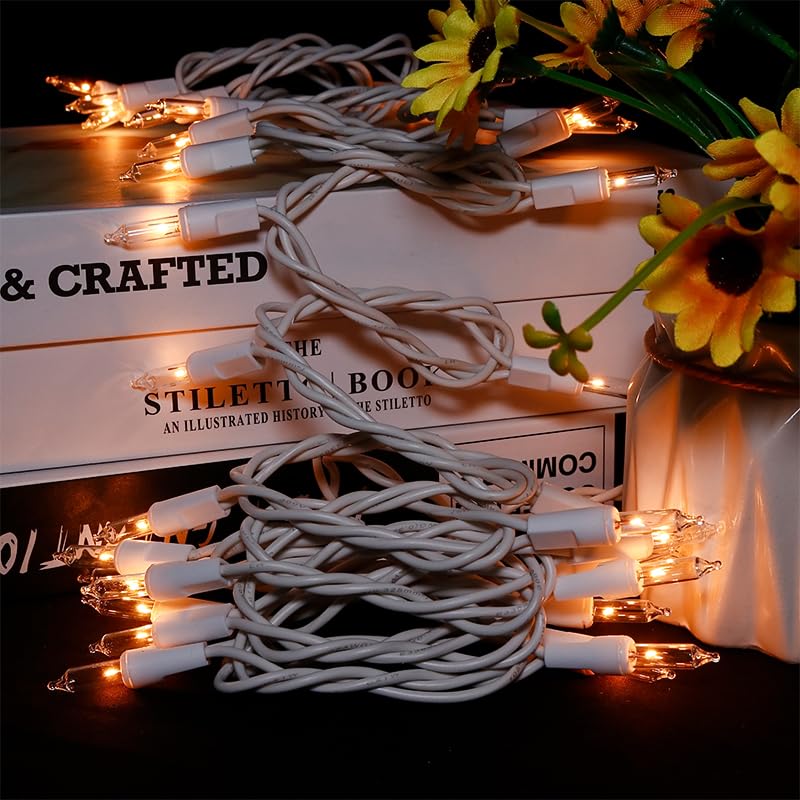 Multi-Sparking Clear Christmas Lights 35 Count - Incandescent Mini Christmas Tree String Lights Set For Indoor/Outdoor Festival Decorations, 8.5 Feet White Wire, Connectable