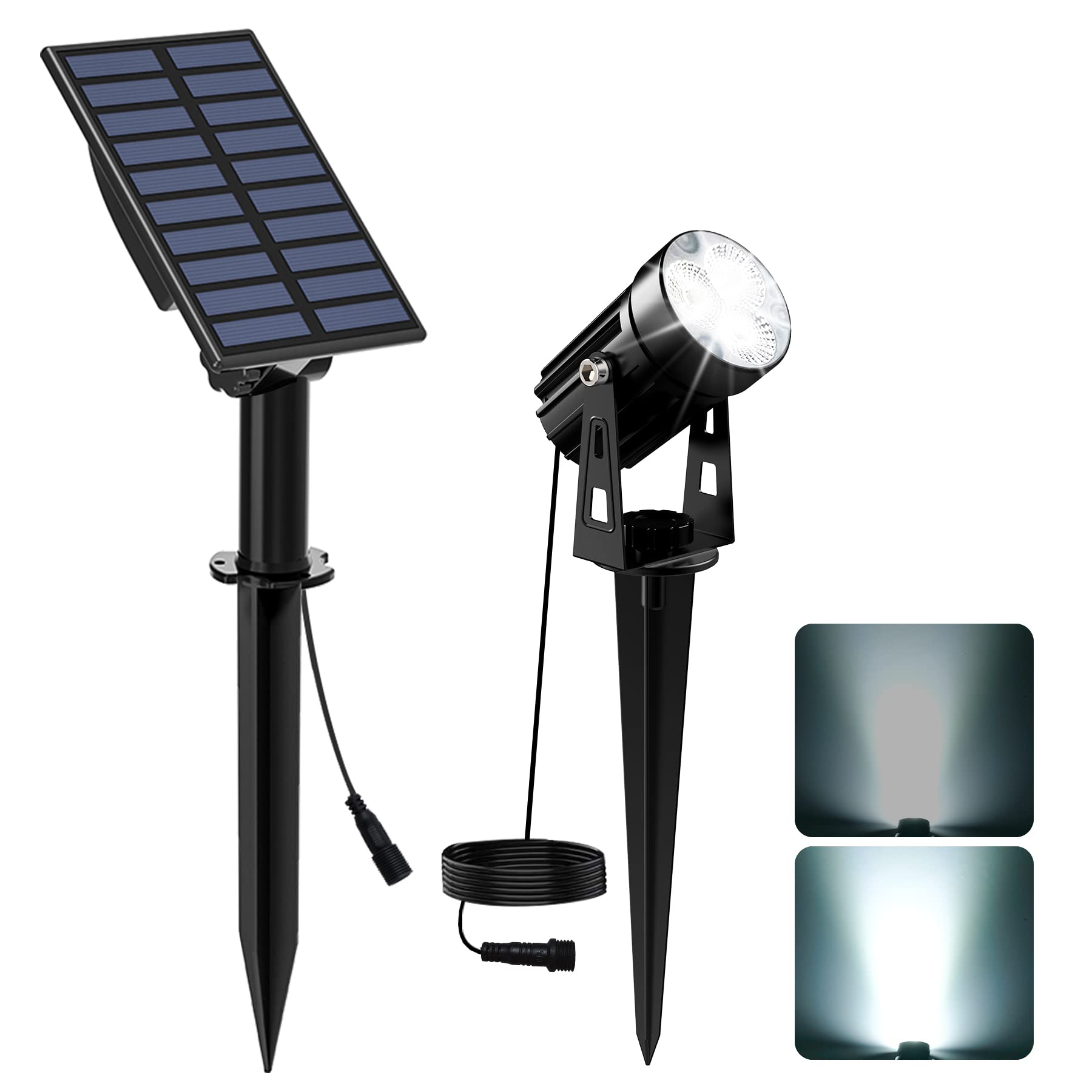 Crepow Solar Spot Lights Outdoor, Ip65 Waterproof, 6000K Cold White, 9.8Ft Cable, Auto On