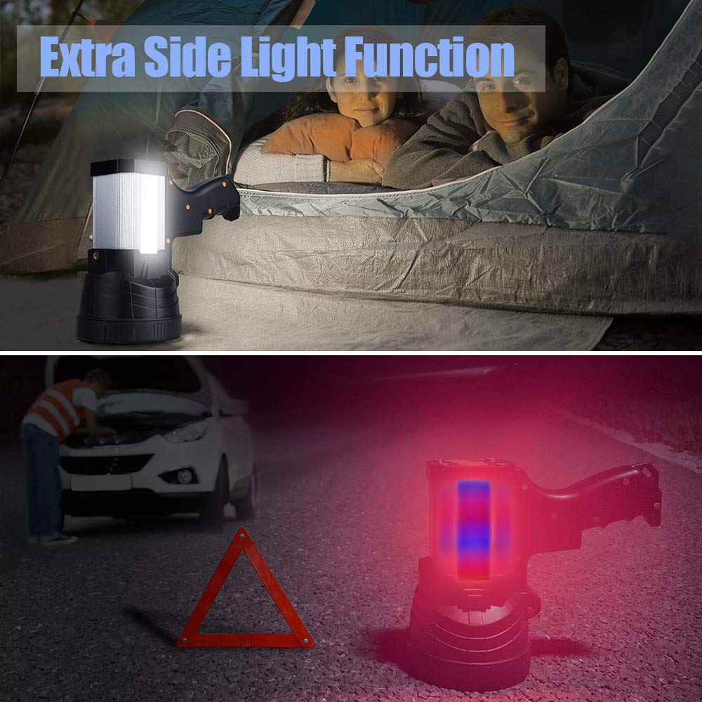 YIERBLUE Rechargeable Spotlight 120000 Lumen LED Handheld Flashlight 10000mAh with Tripod - Silver, Model SUPTMAX