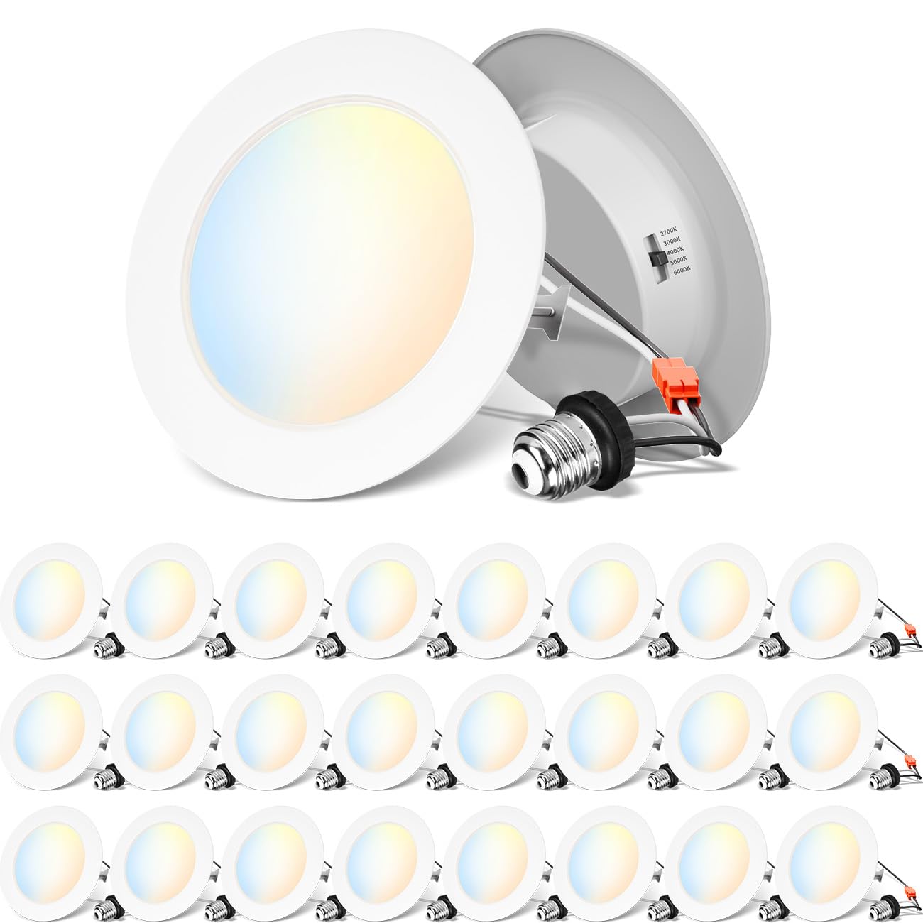 Anwio Recessed Lights 4 Inch 5Cct 2700/3000/4000/5000/6000K, Modern Retrofit Led Recessed Lighting 7W(85W Equivalent) Cri 80+ Di