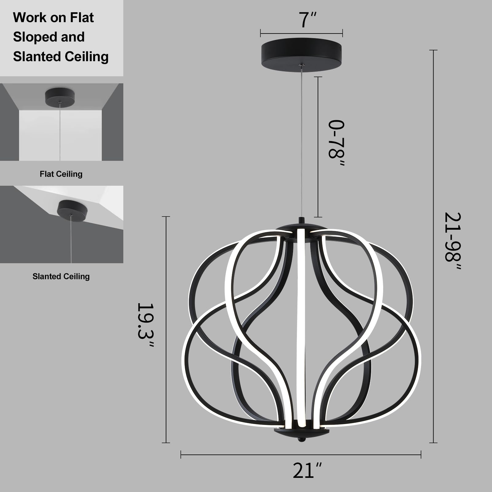 With Light Forward Modern Led Chandelier,Black Adjustable Hanging Chandelier ,Easy To Install, Suitable For Foyer, Dining Room,