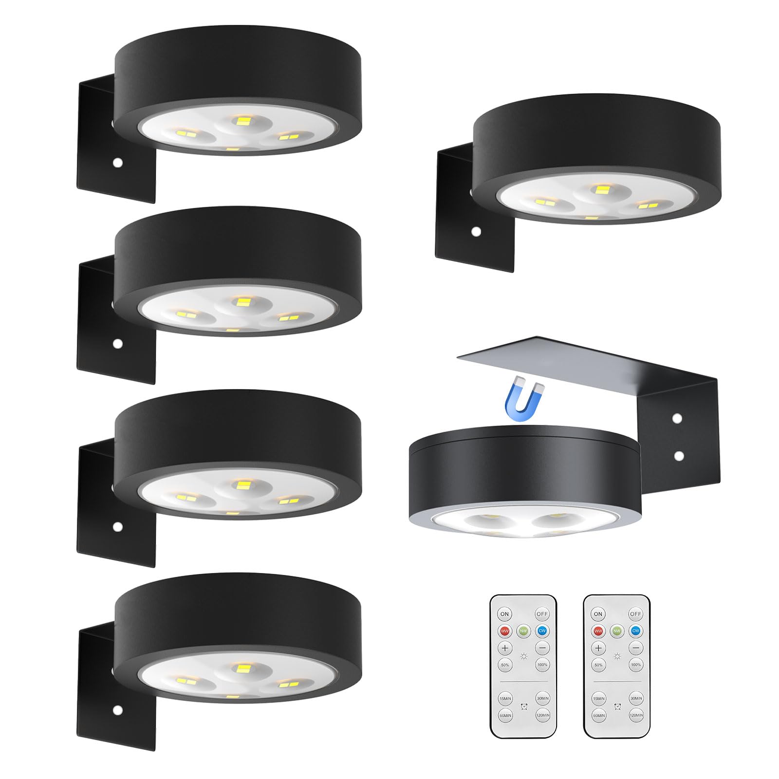 Arixinks Wall Picture Light, Battery Operated, Remote Control, 6pcs, Black, Model BRRC135