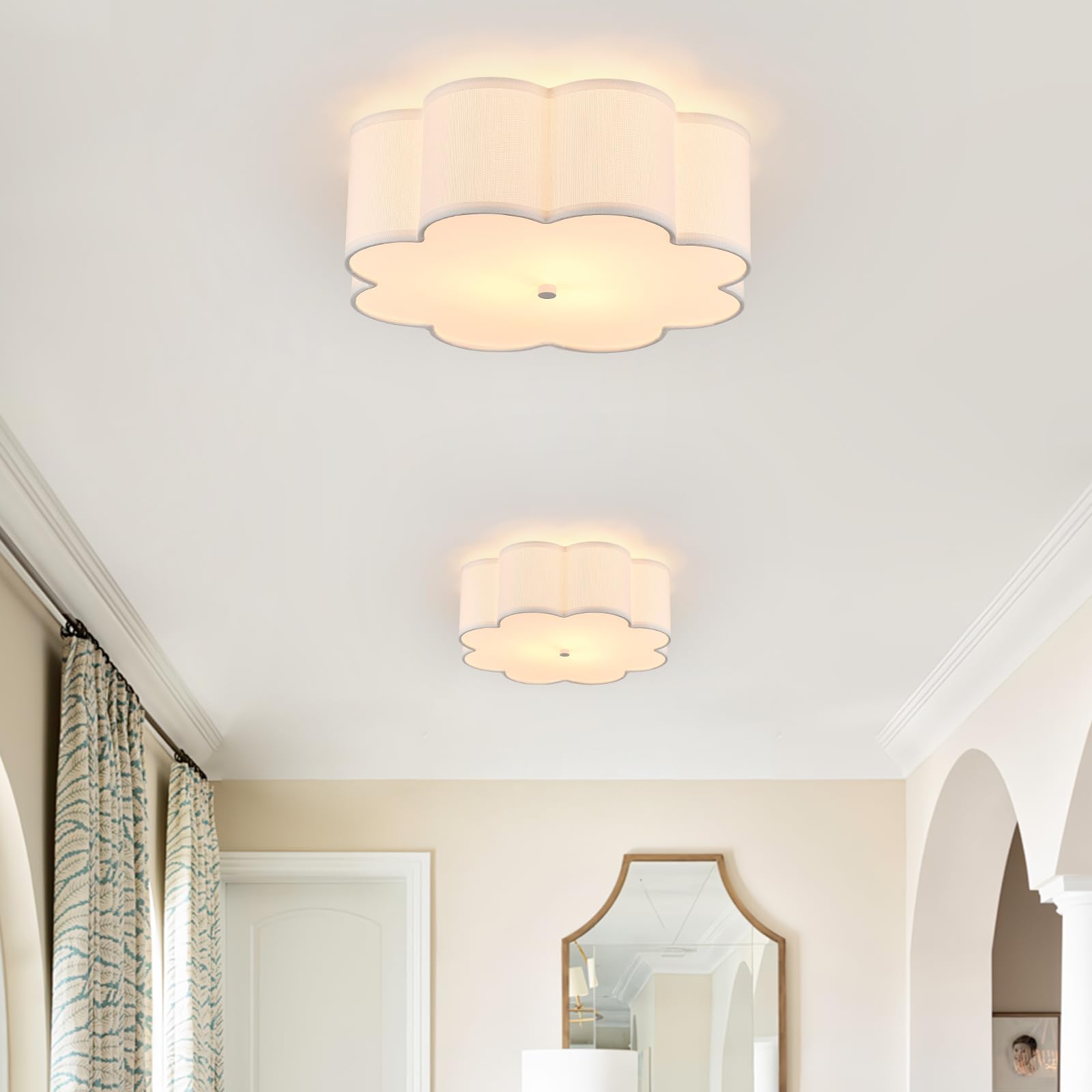 Widluth Modern Drum Semi Flush Mount Ceiling Light 3-Lights Modern 17.71'' White Drum Ceiling Lighting Fixture Vintage Modern Li