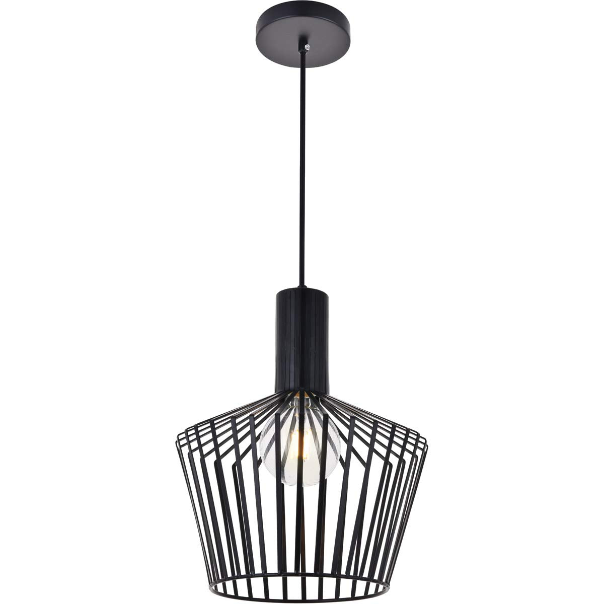 Living District Ronnie 1-Light Modern Metal Pendant in Black Finish