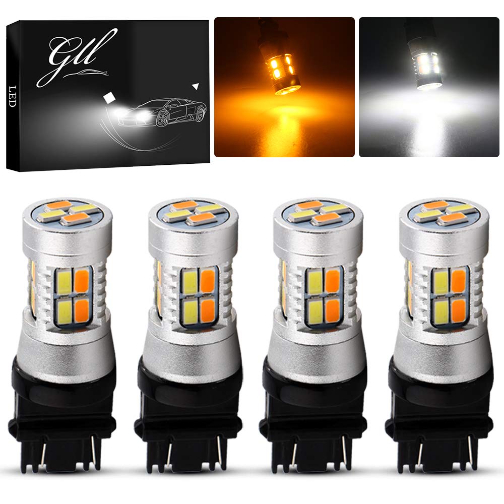 Grandview 3157 LED Turn Signal Light Bulbs, Amber/White, 4-Pack Replacement for 3457, 3155, 4057, 3047, 3057